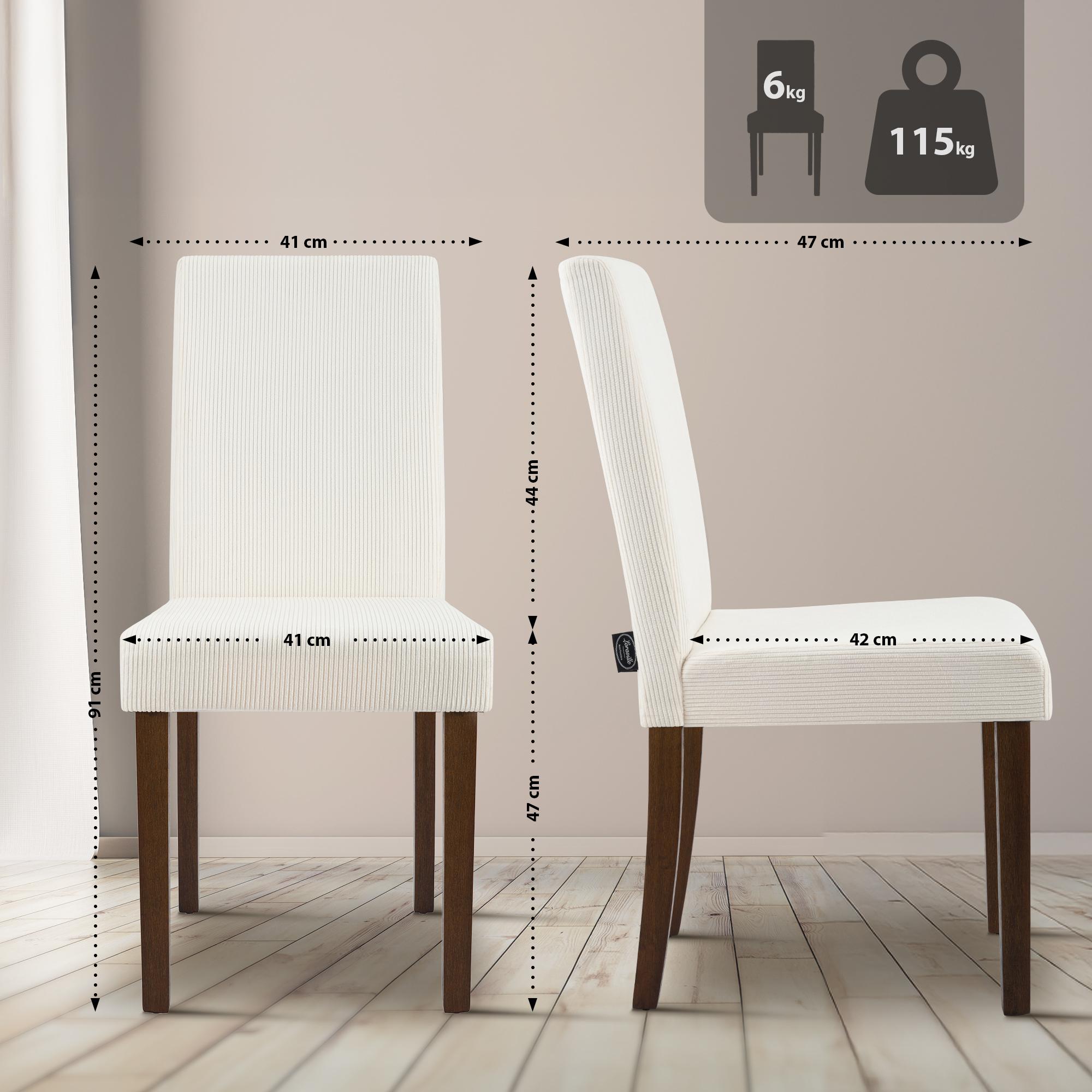 Lot de 2 chaises de salle a manger Ina en velours cotele