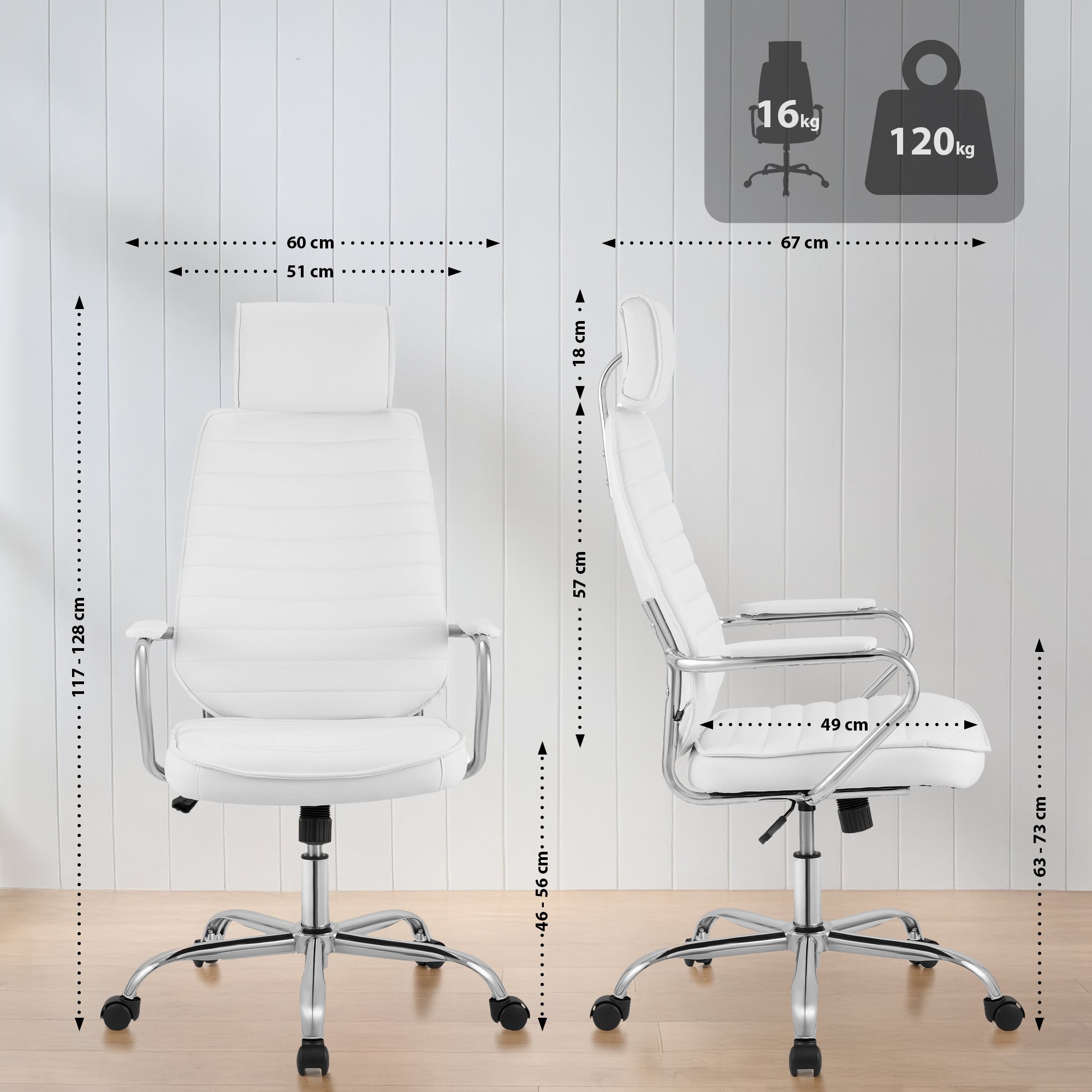 Chaise de Bureau Rako en Cuir Synthétique
