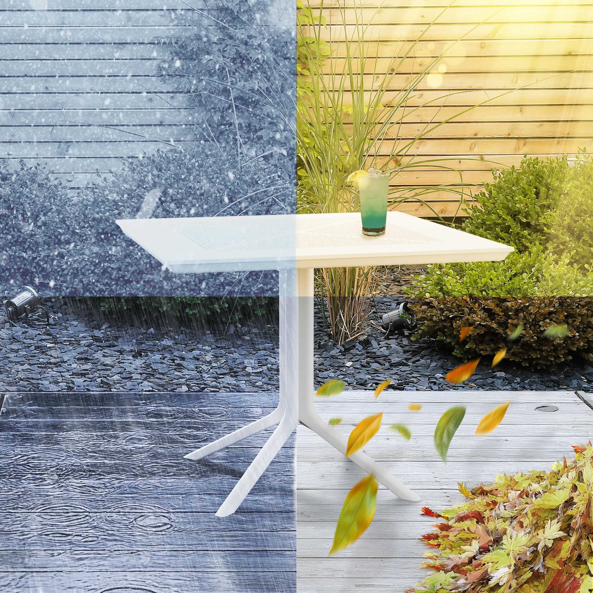 Table de jardin Lenval 80x80 cm Table d'extérieur en noir ou blanc