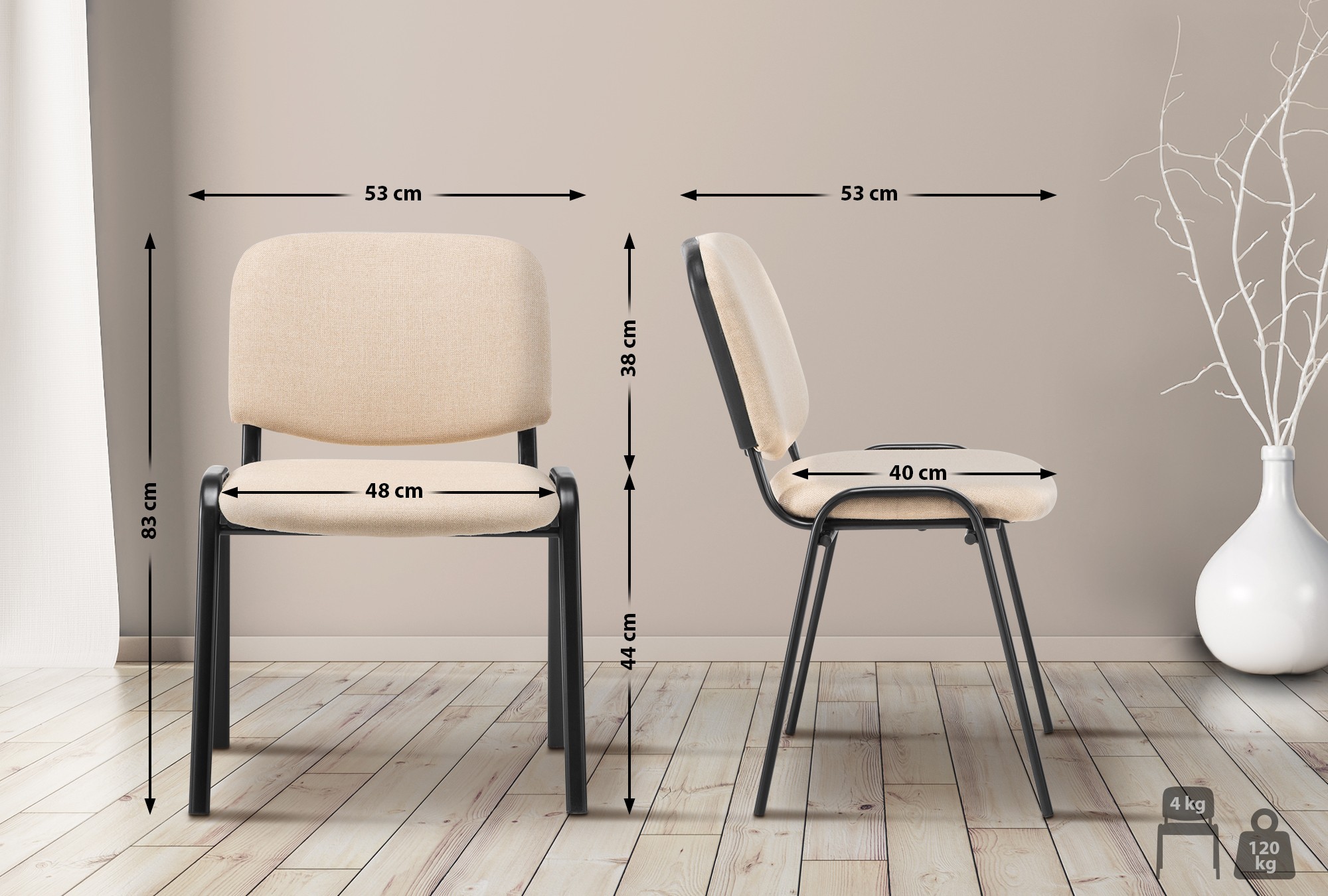 Chaise visiteur Ken tissu