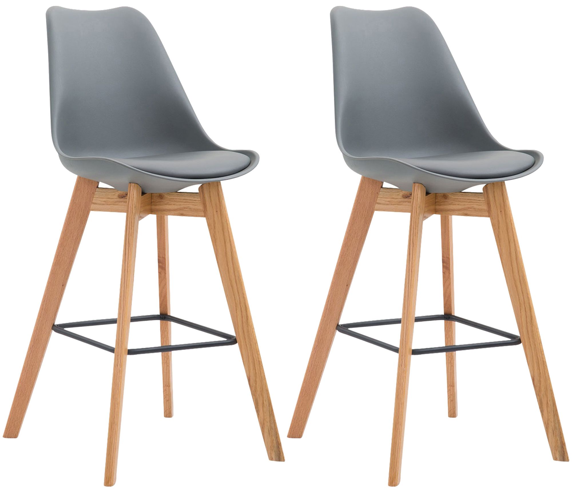 Lot de 2 tabourets de bar Metz avec assise en plastique