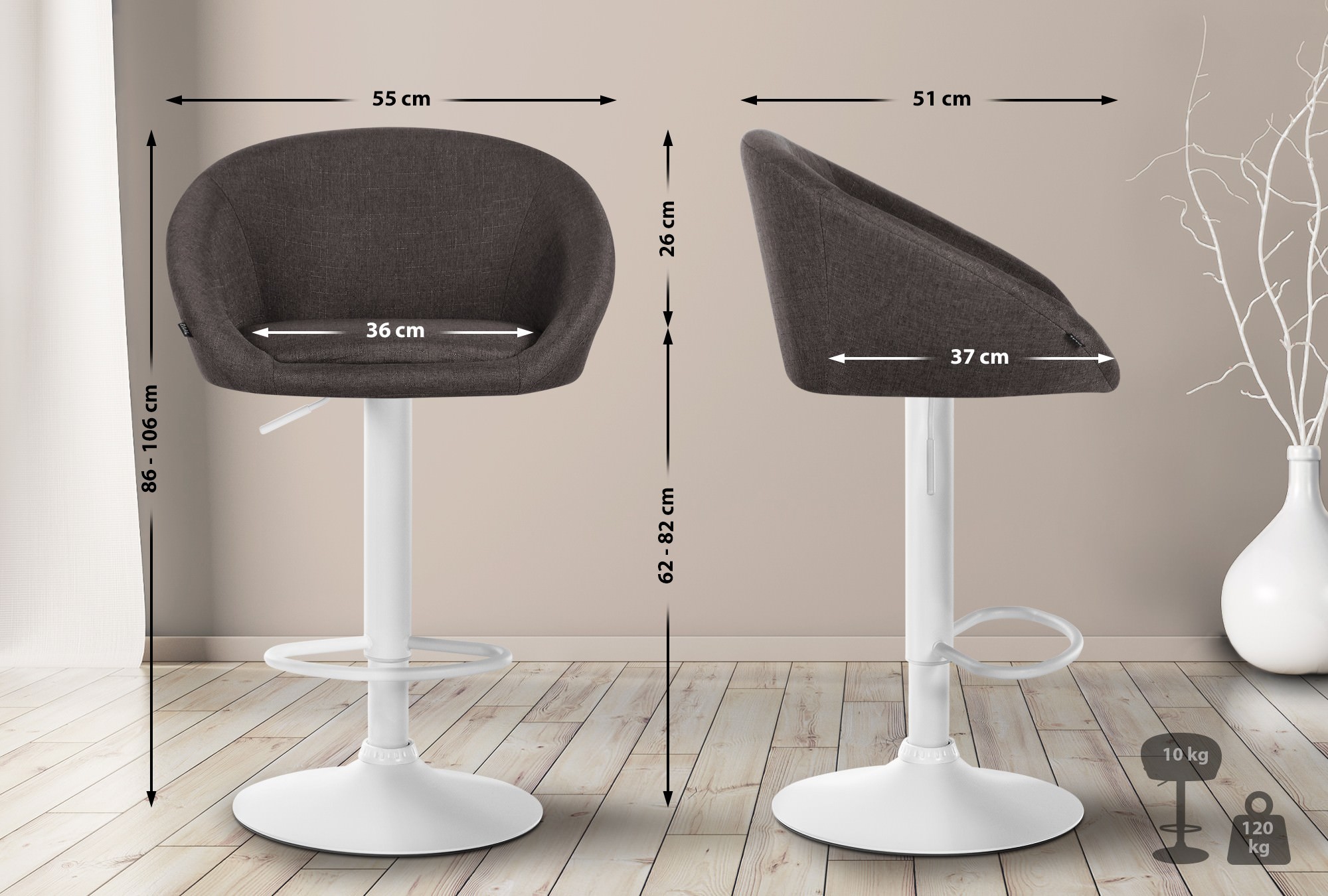 Tabouret de bar Davie Tissu
