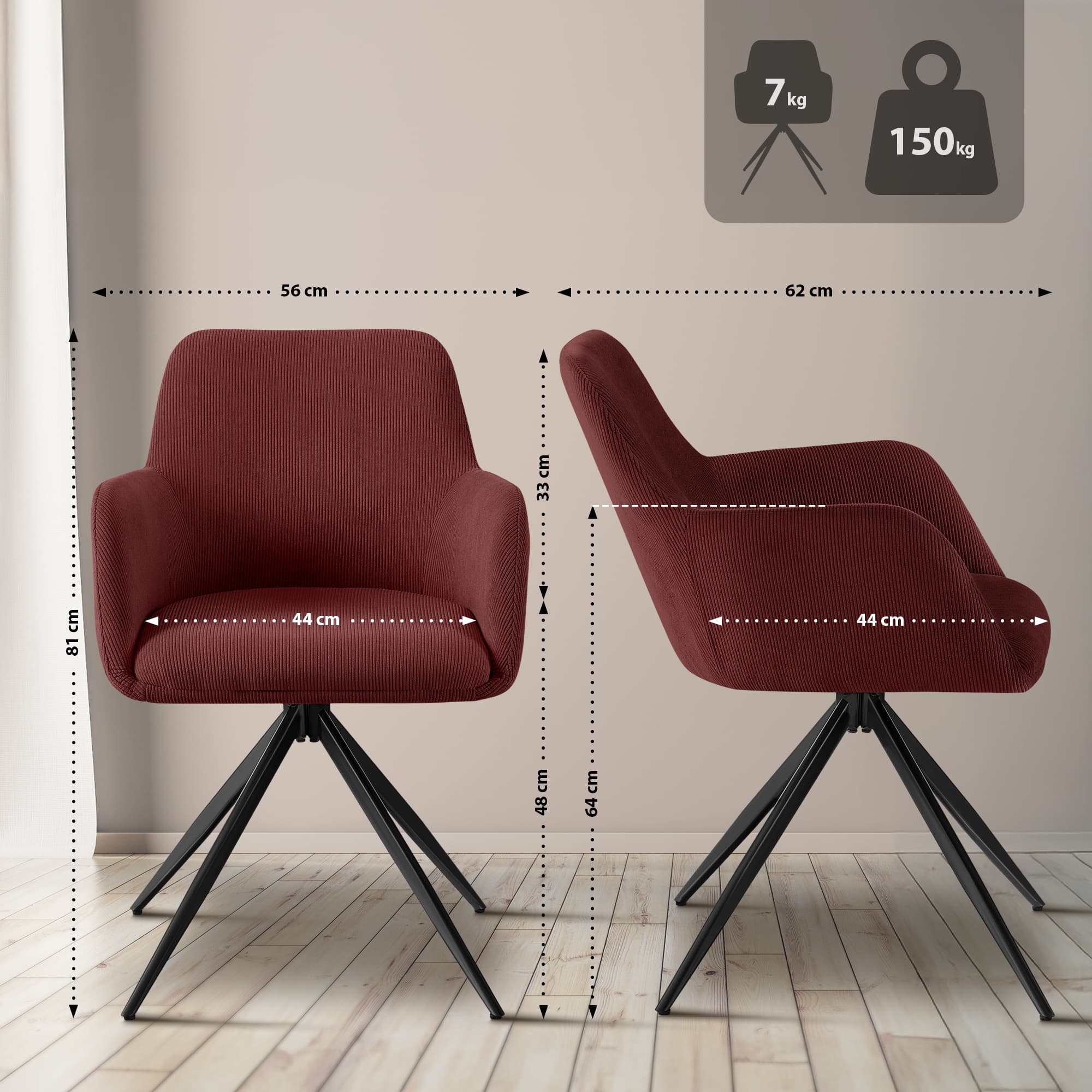 Chaise de salle à manger Olema Cord