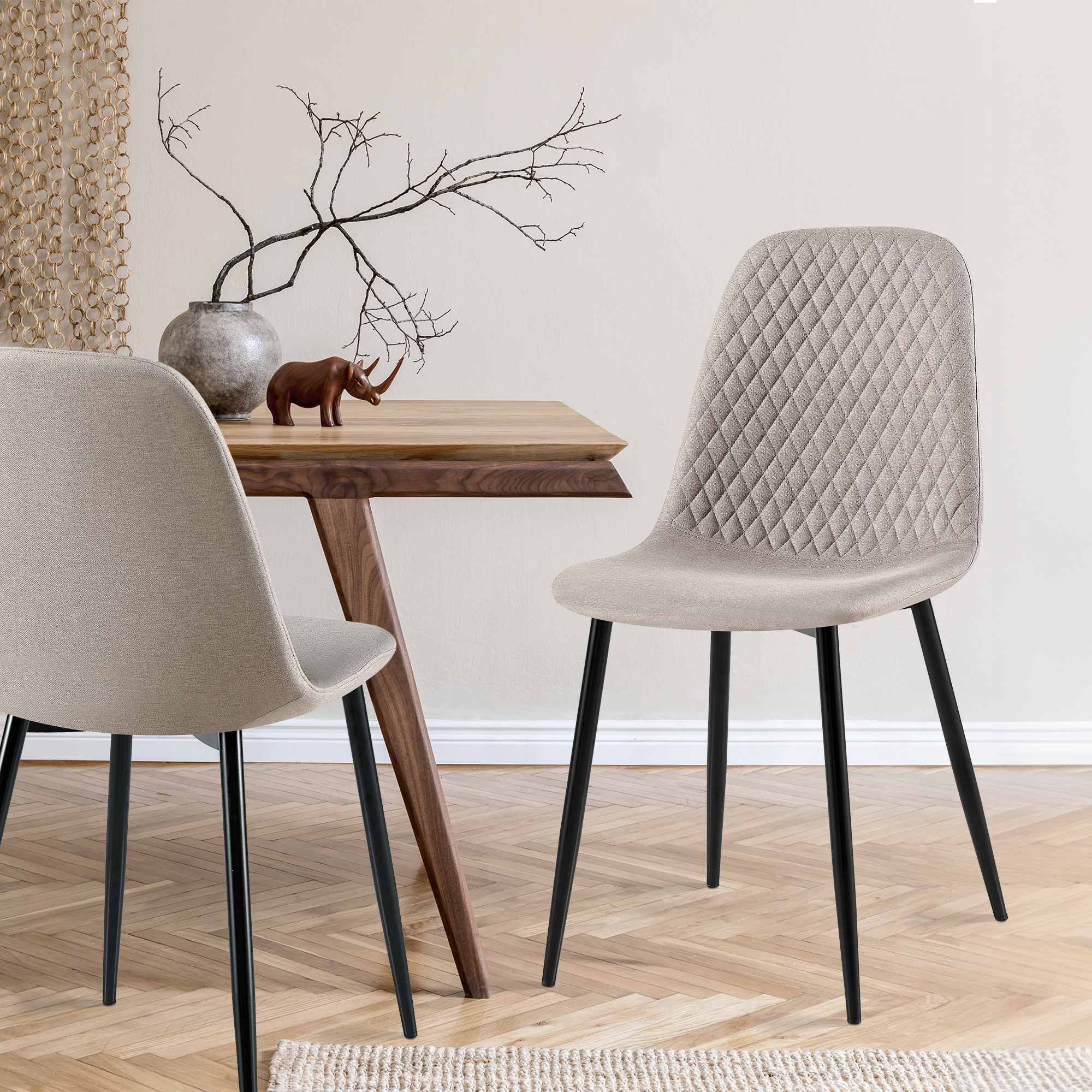 Lot de 4 Chaises de salle à manger Giverny avec Piètement en métal noir