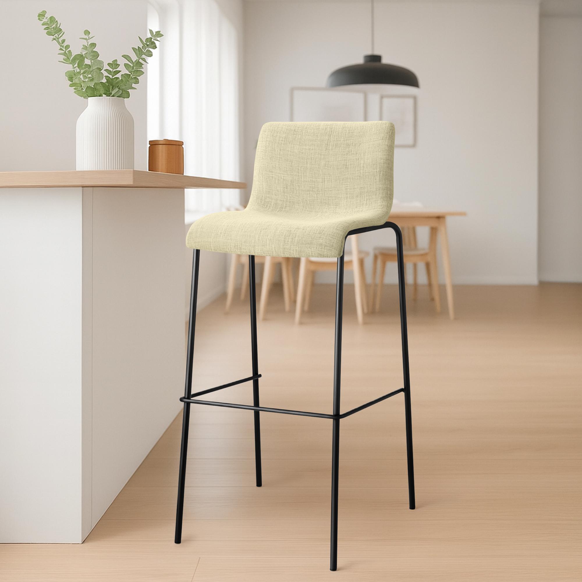 Lot de 2 tabourets de bar Hover en tissu, pieds metalliques