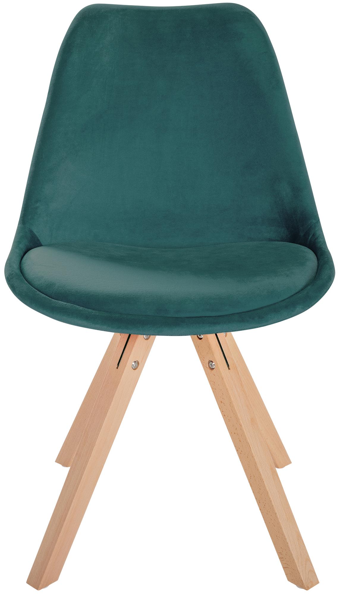 Lot de 4 chaises de salle à manger Sofia en velours Pieds en bois