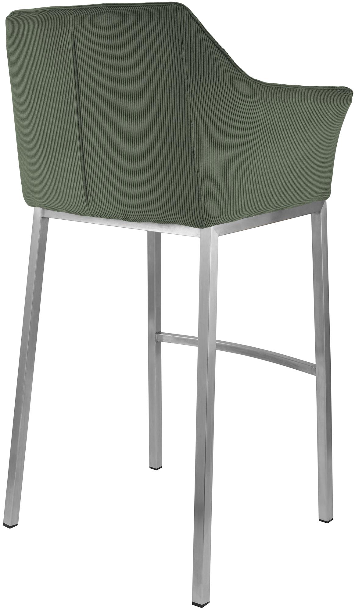 Tabouret de Bar Damaso en Velours Côtelé avec Piétement à Quatre Pieds