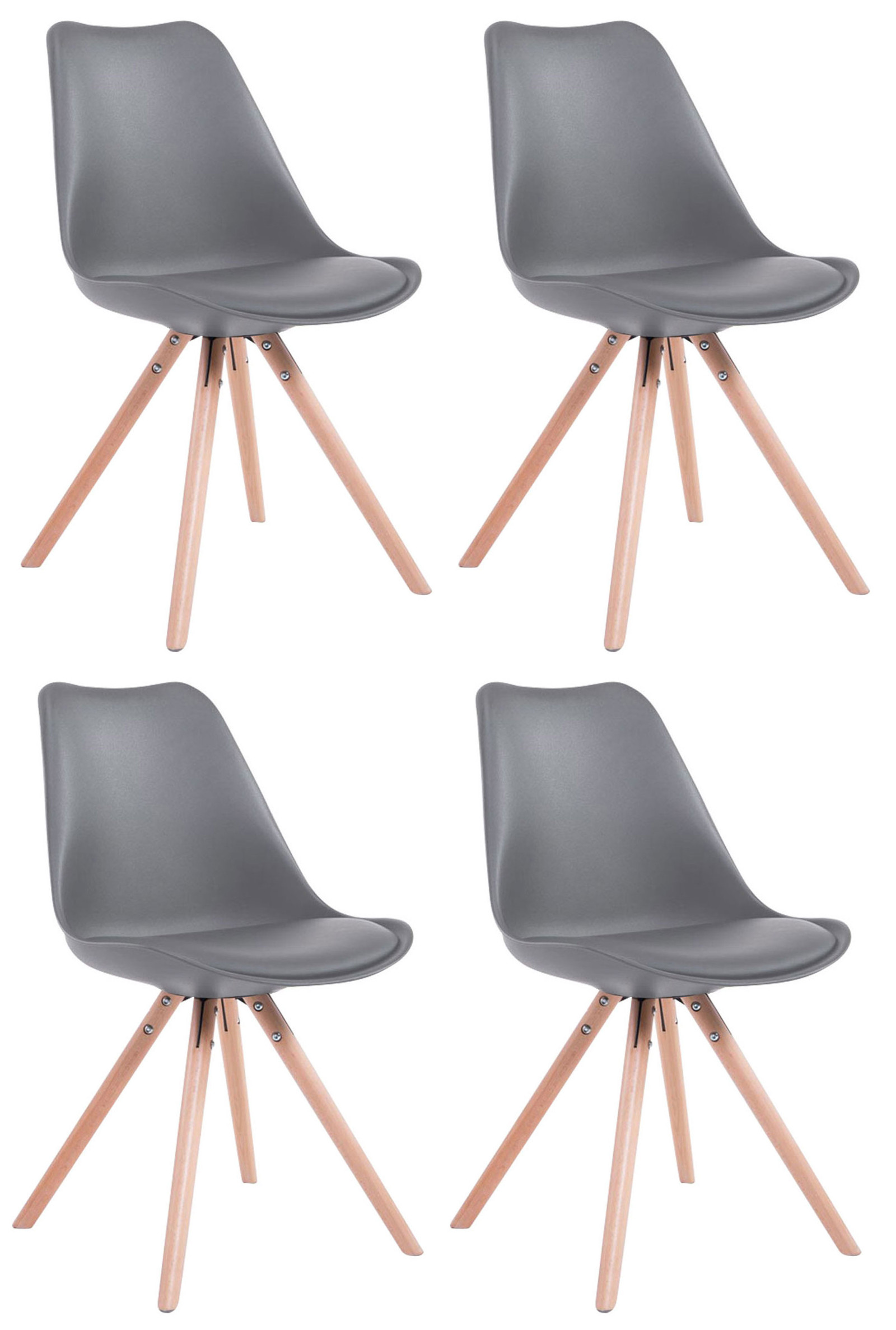 Lot de 4 Chaises de salle à manger Toulouse Similicuir Pieds ronds bois
