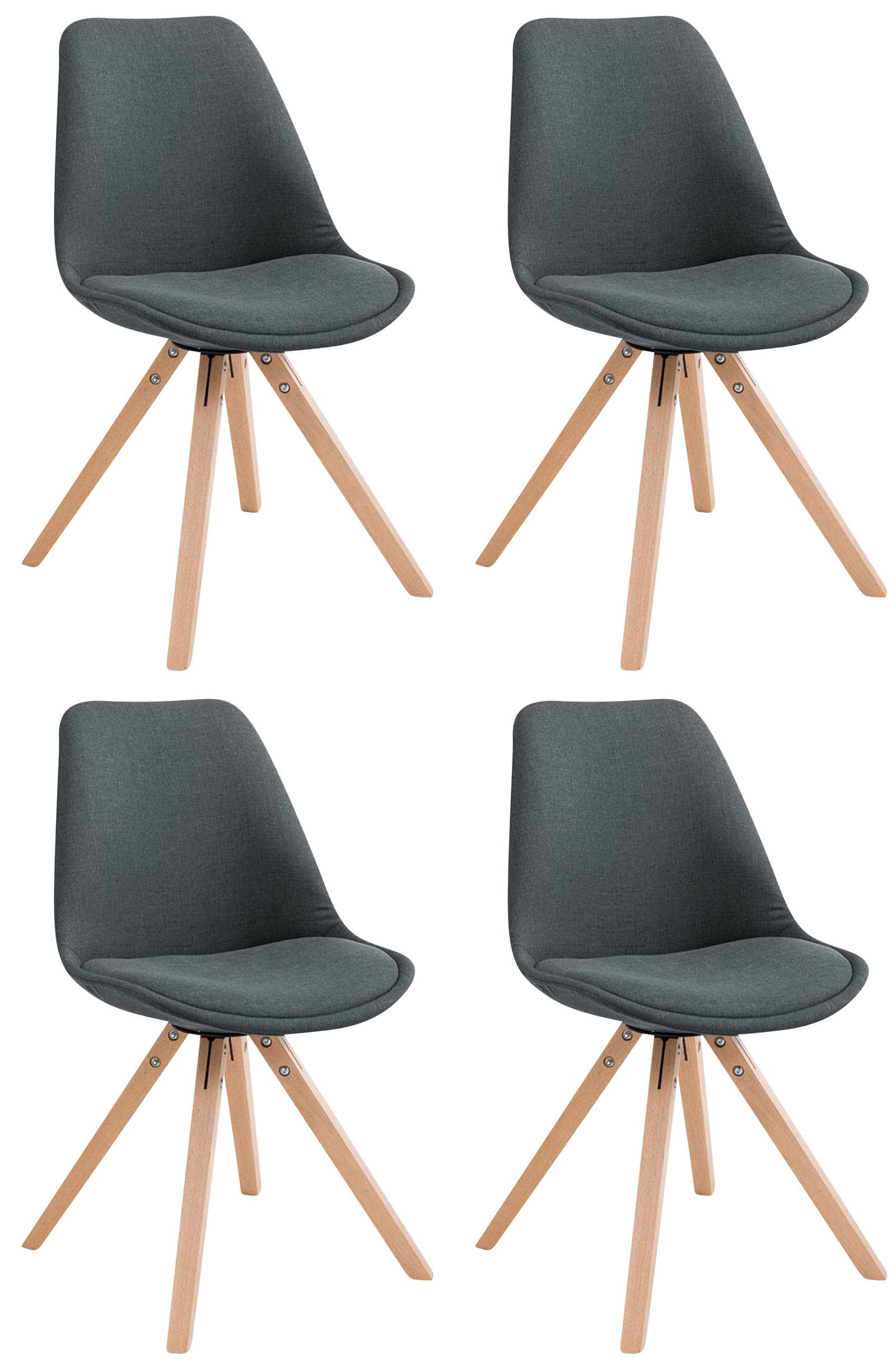 Lot de 4 Chaises de salle à manger Toulouse Tissu Pieds carrés bois