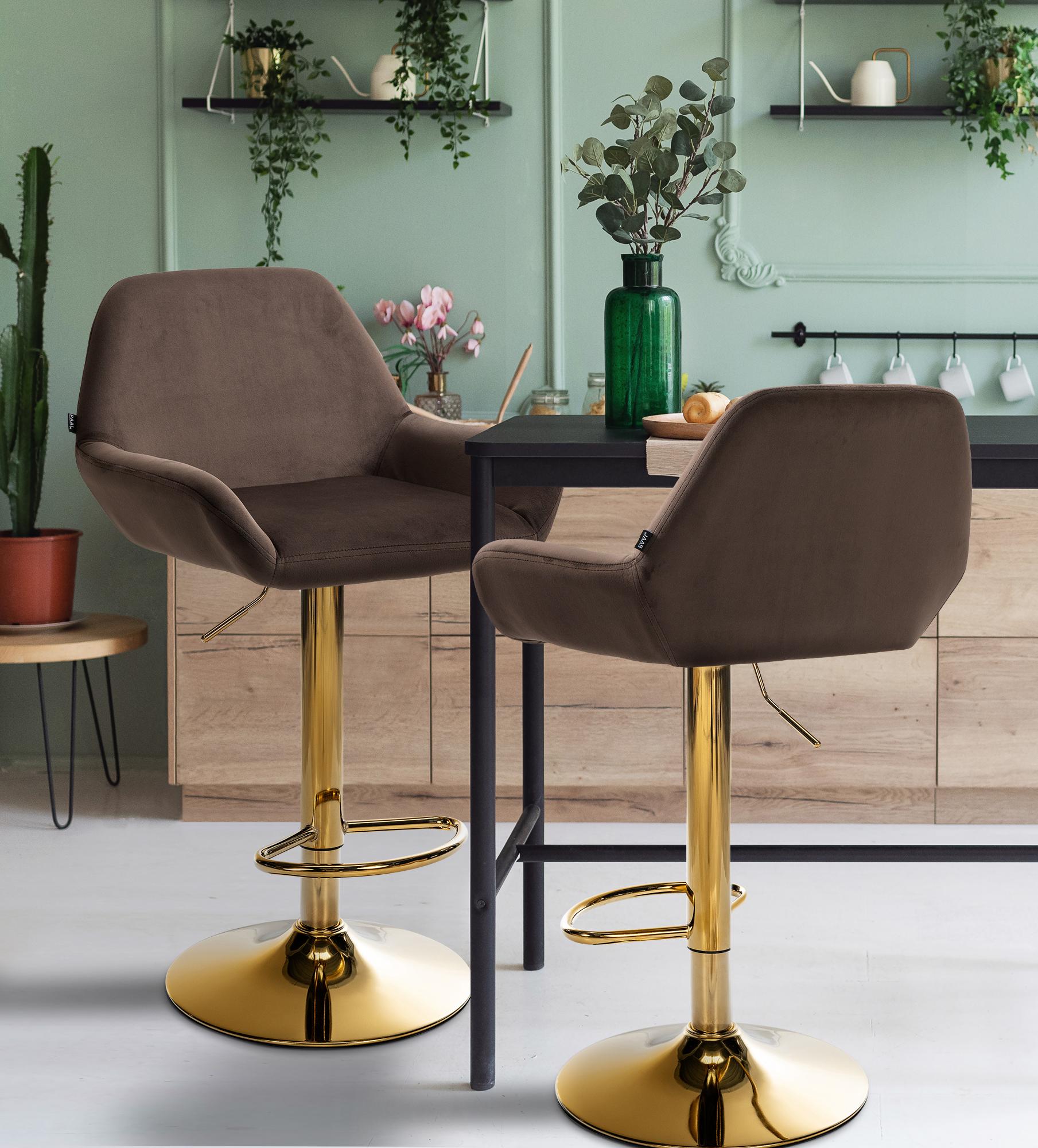 Tabouret de bar Braga or velours