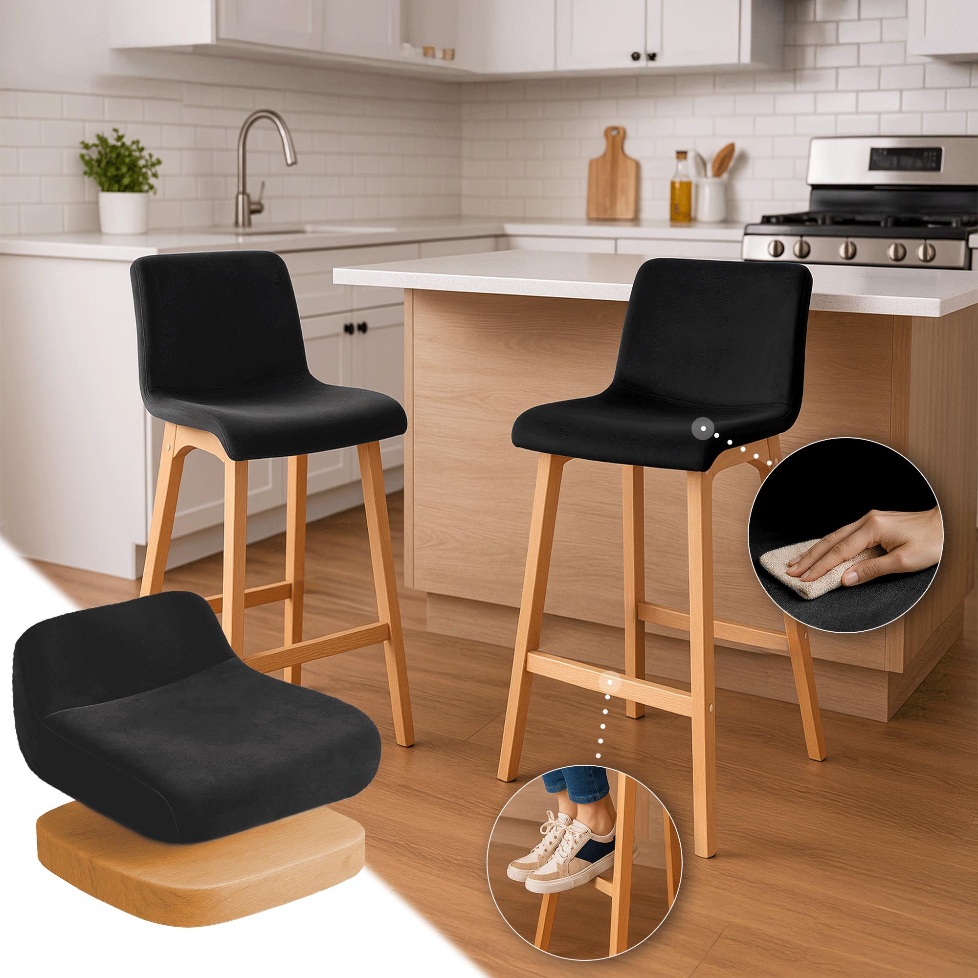 Tabouret de bar Hover velours piètement 4 pieds Natura
