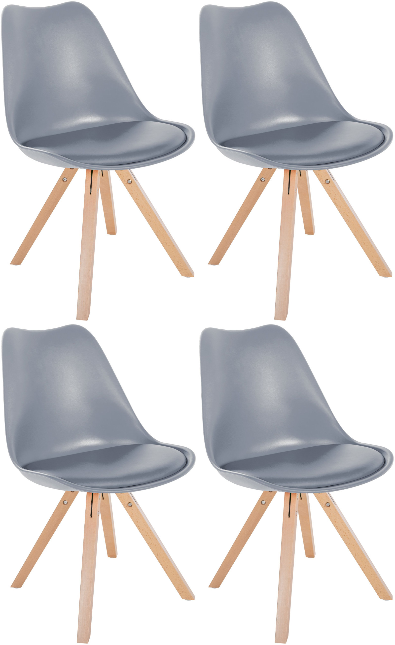 Lot de 4 chaises de salle à manger Sofia en plastique Pieds en bois
