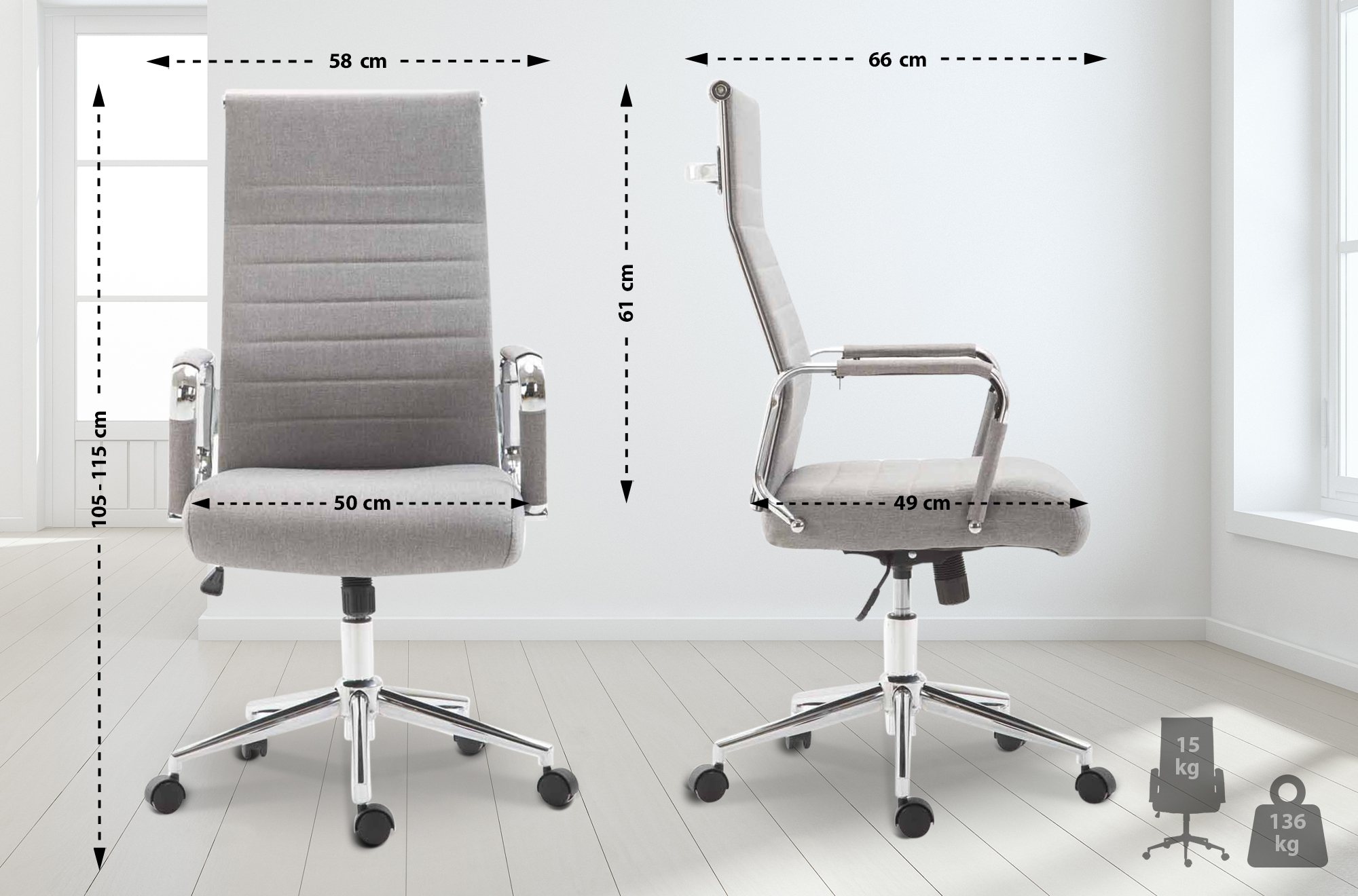 Fauteuil de bureau Kolumbus tissu