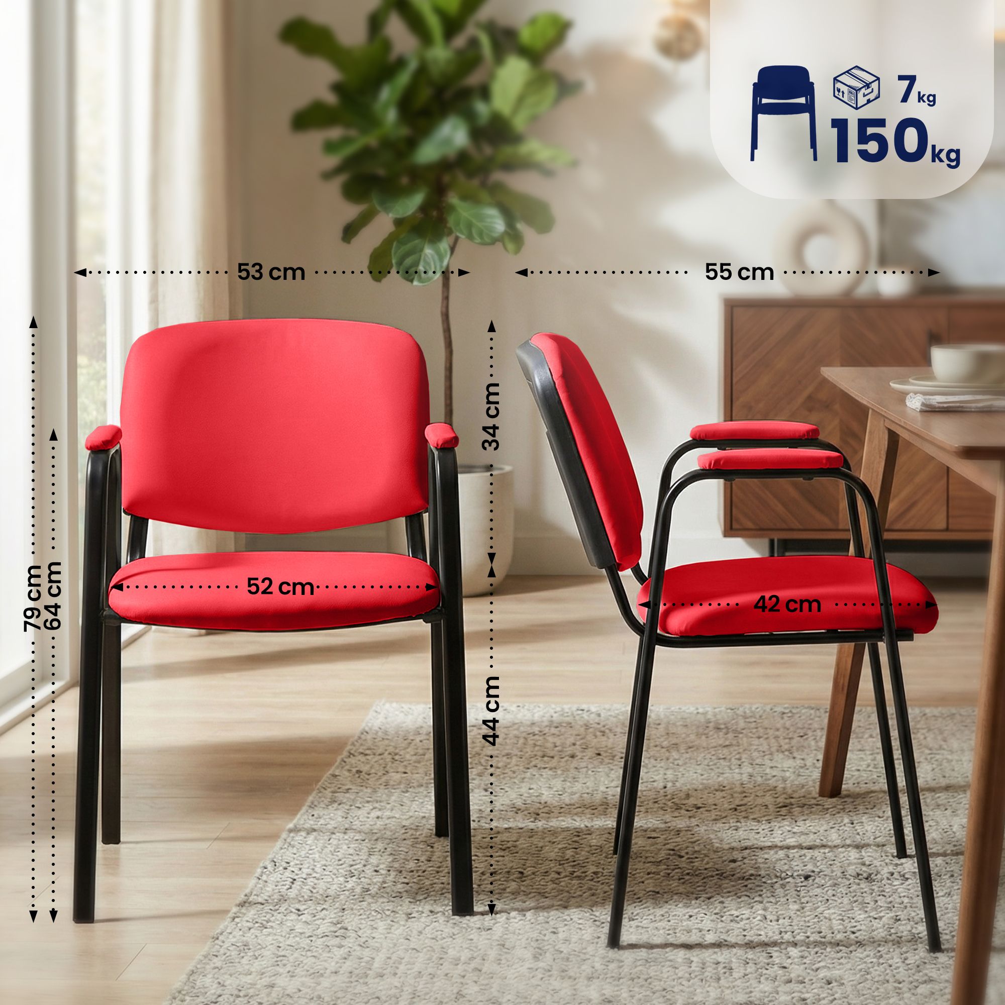 Lot de 4 chaises empilables Ken Pro en simili cuir