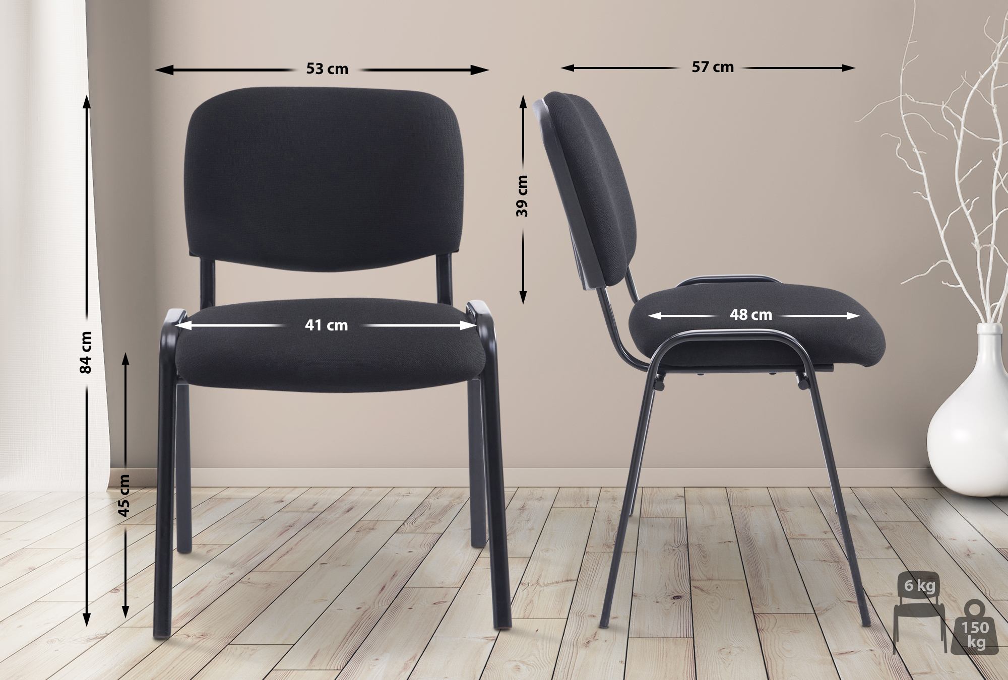Chaise de visiteur XL Ken tissu