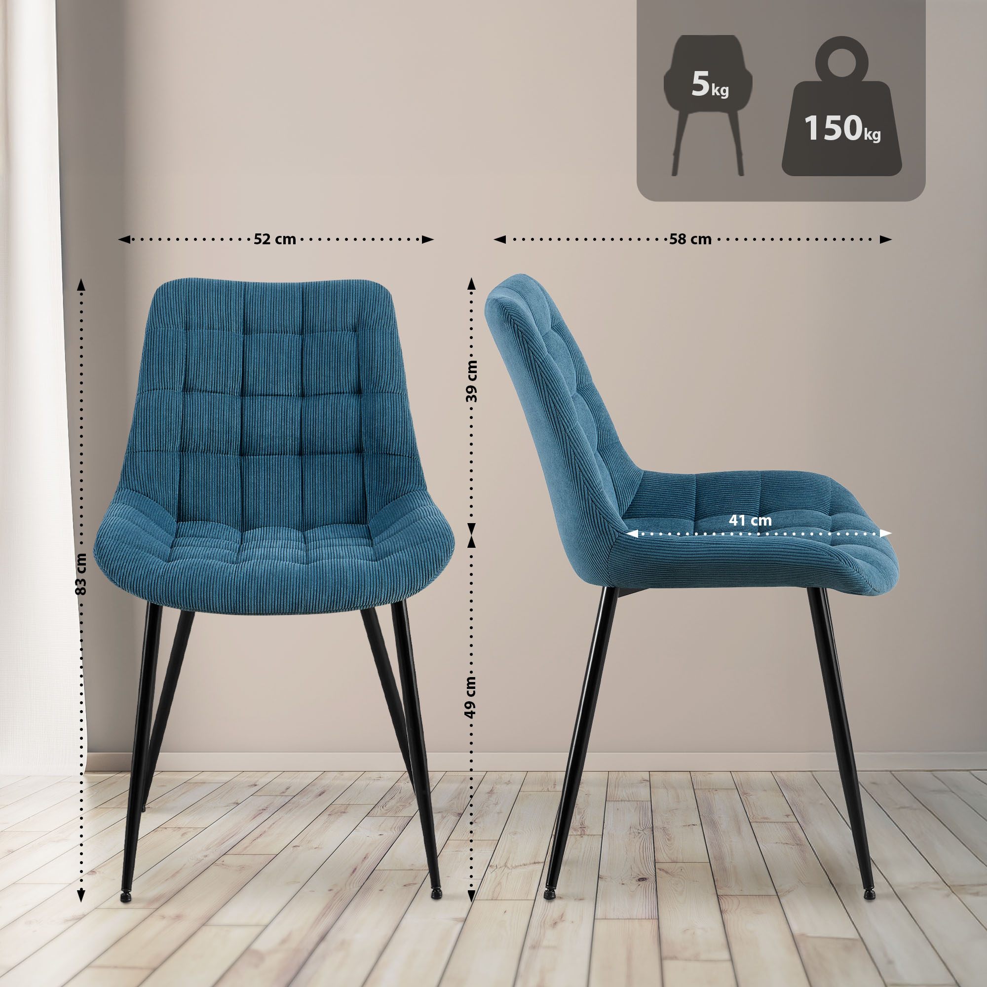 Chaise de salle à manger Sardna Cord