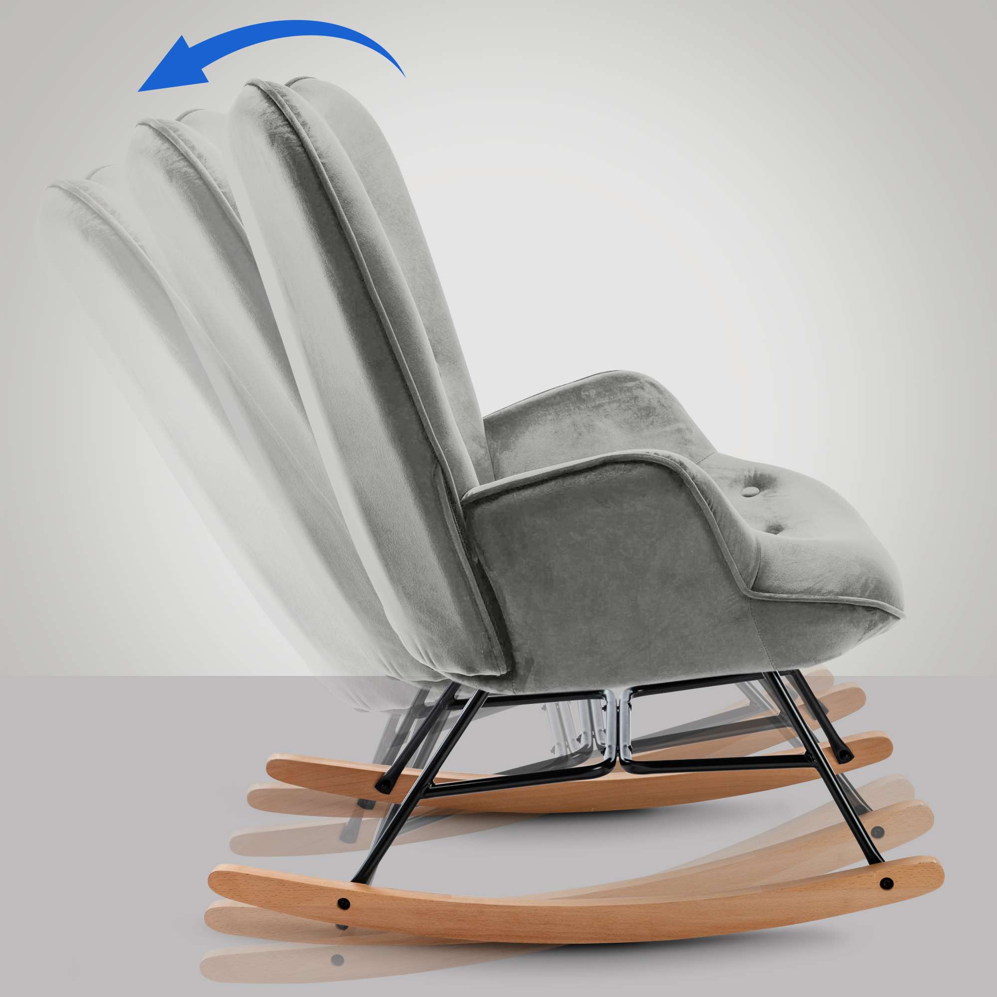 Fauteuil à bascule Sanka en Velours