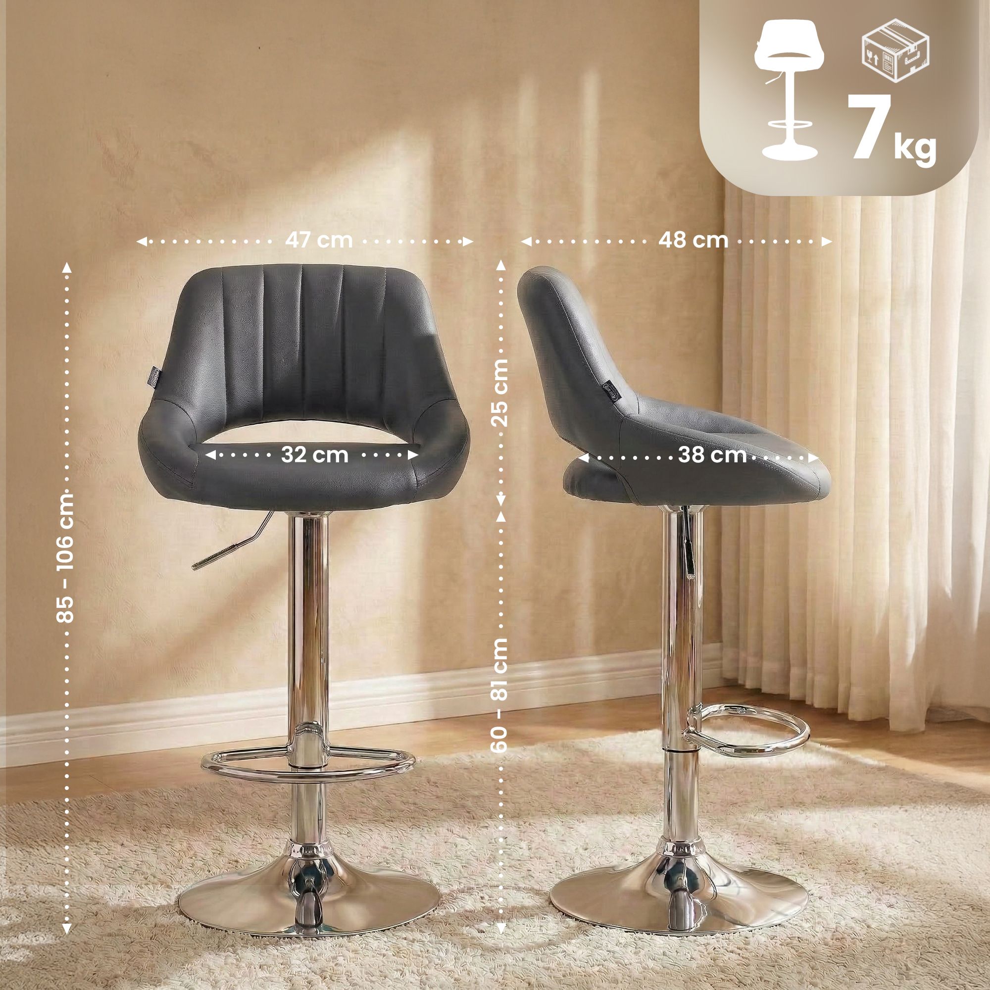 Tabouret de bar Milet en similicuir