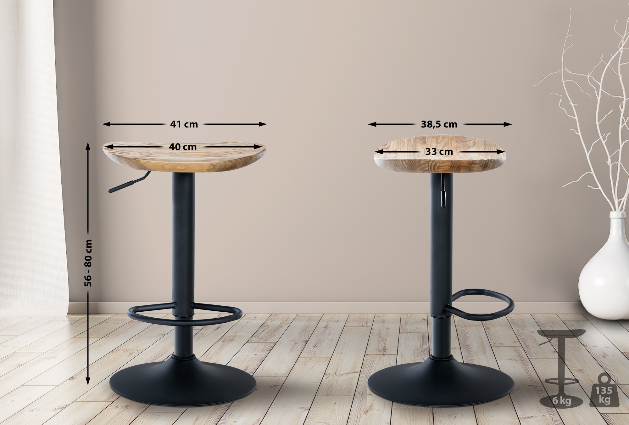 Lot de 4 tabourets de bar Skelde