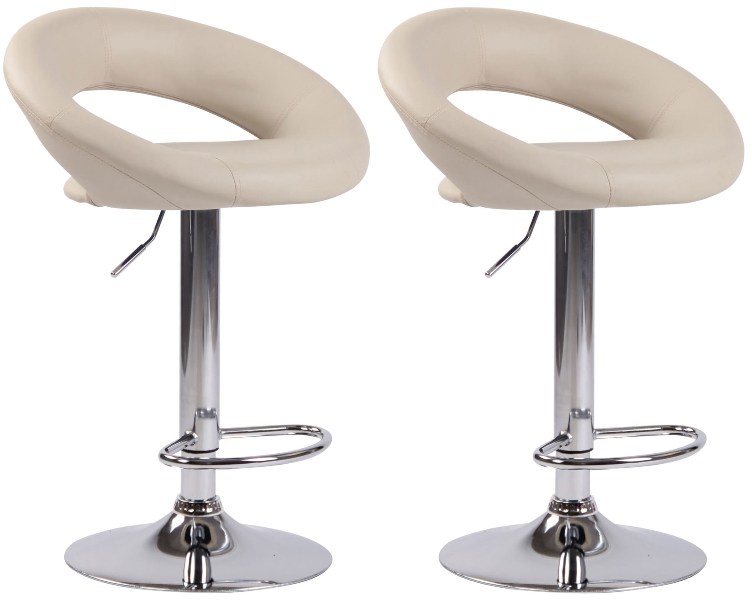 Lot de 2 Tabourets de bar Olinda en similicuir hauteur réglable et siège pivotant
