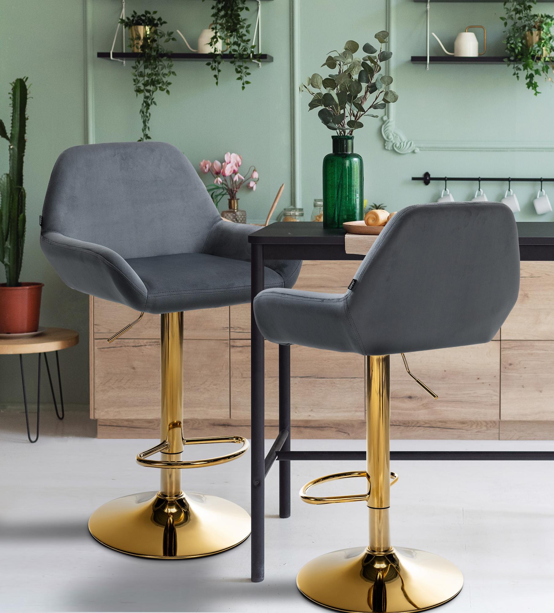 Lot de 2 tabourets de bar Braga or velours