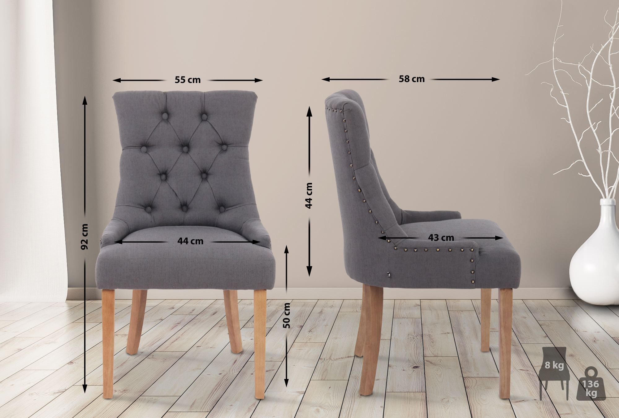 Chaise de salle à manger Aberdeen tissu