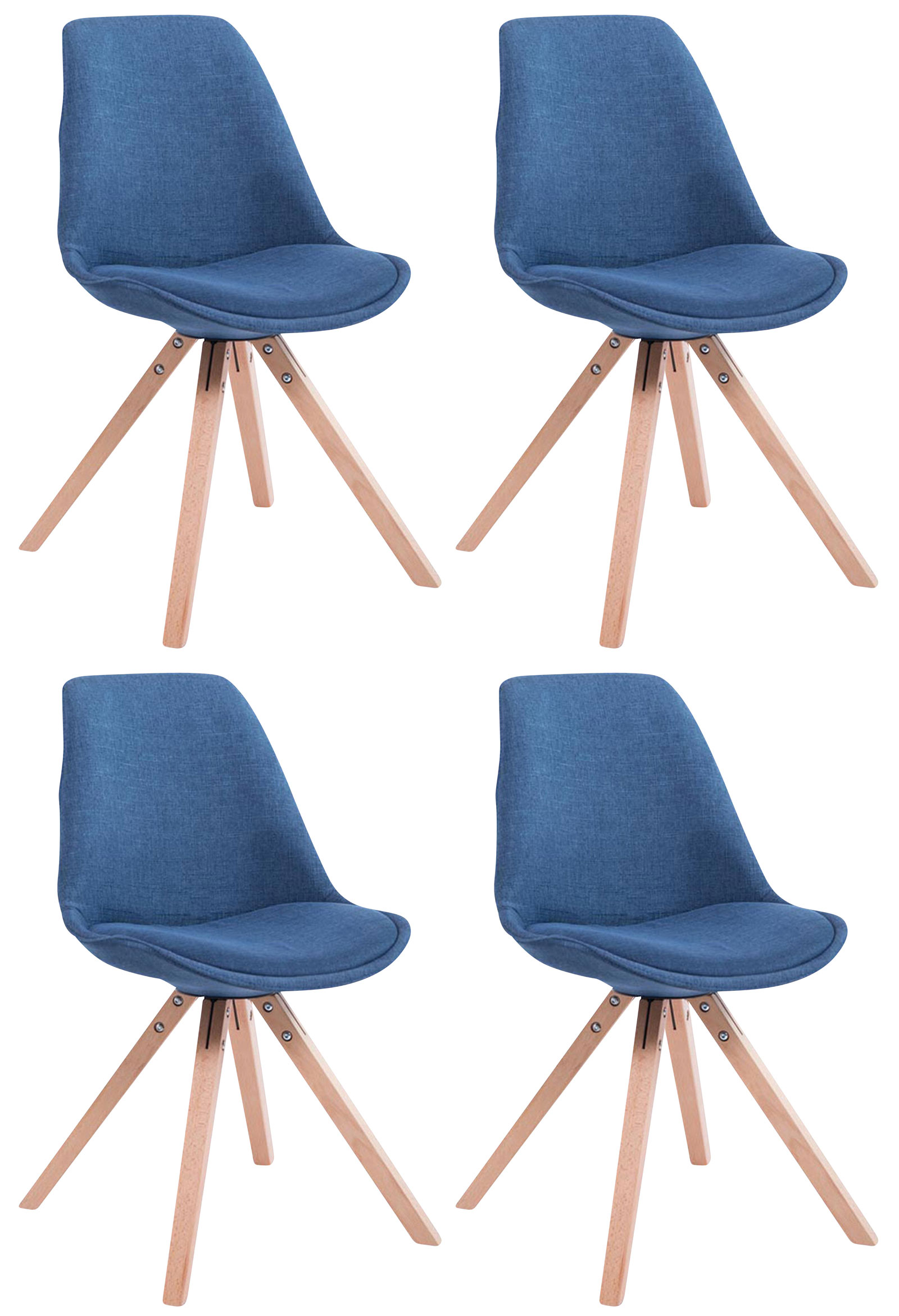 Lot de 4 Chaises de salle à manger Toulouse Tissu Pieds carrés bois