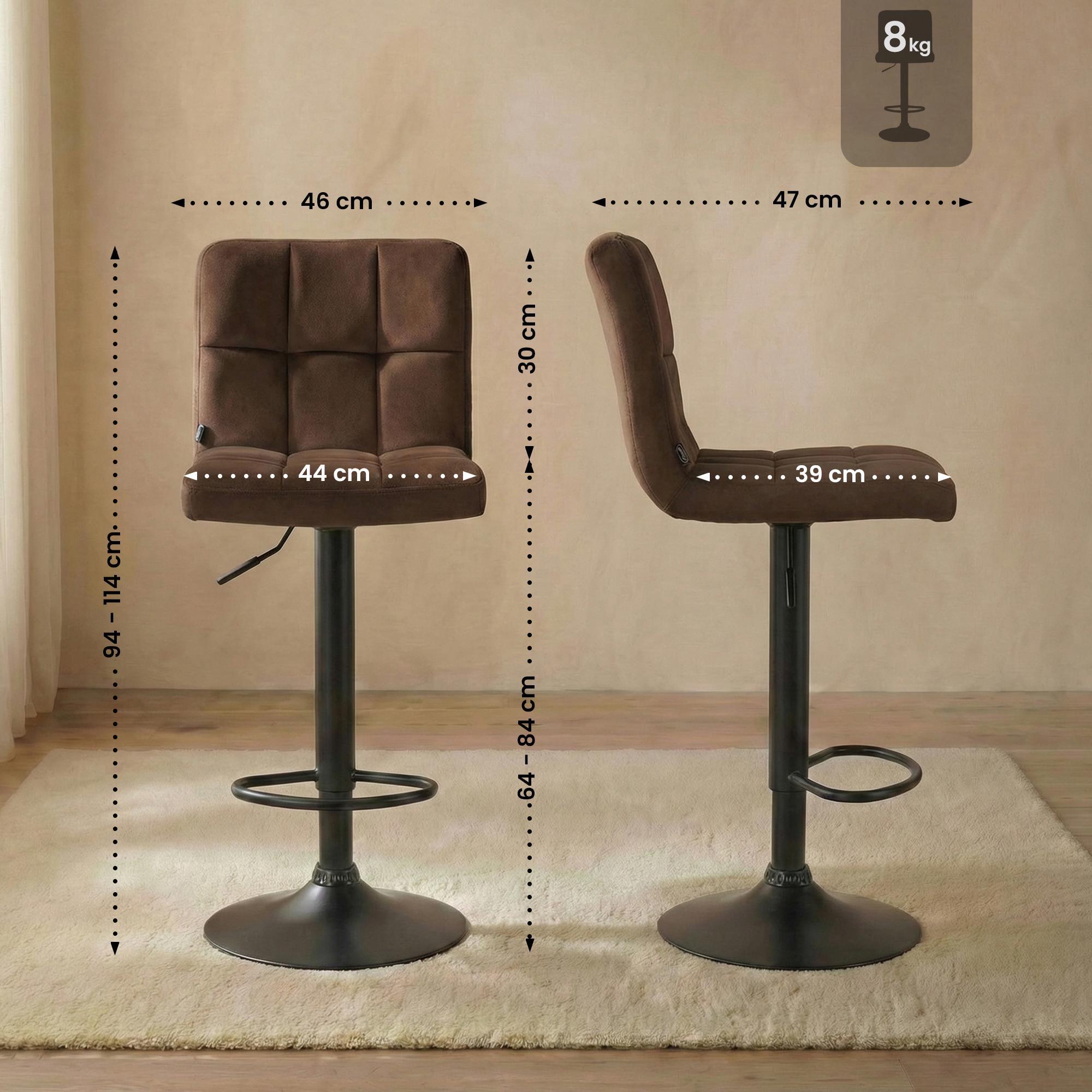 Lot de 2 tabourets de bar Peru velours