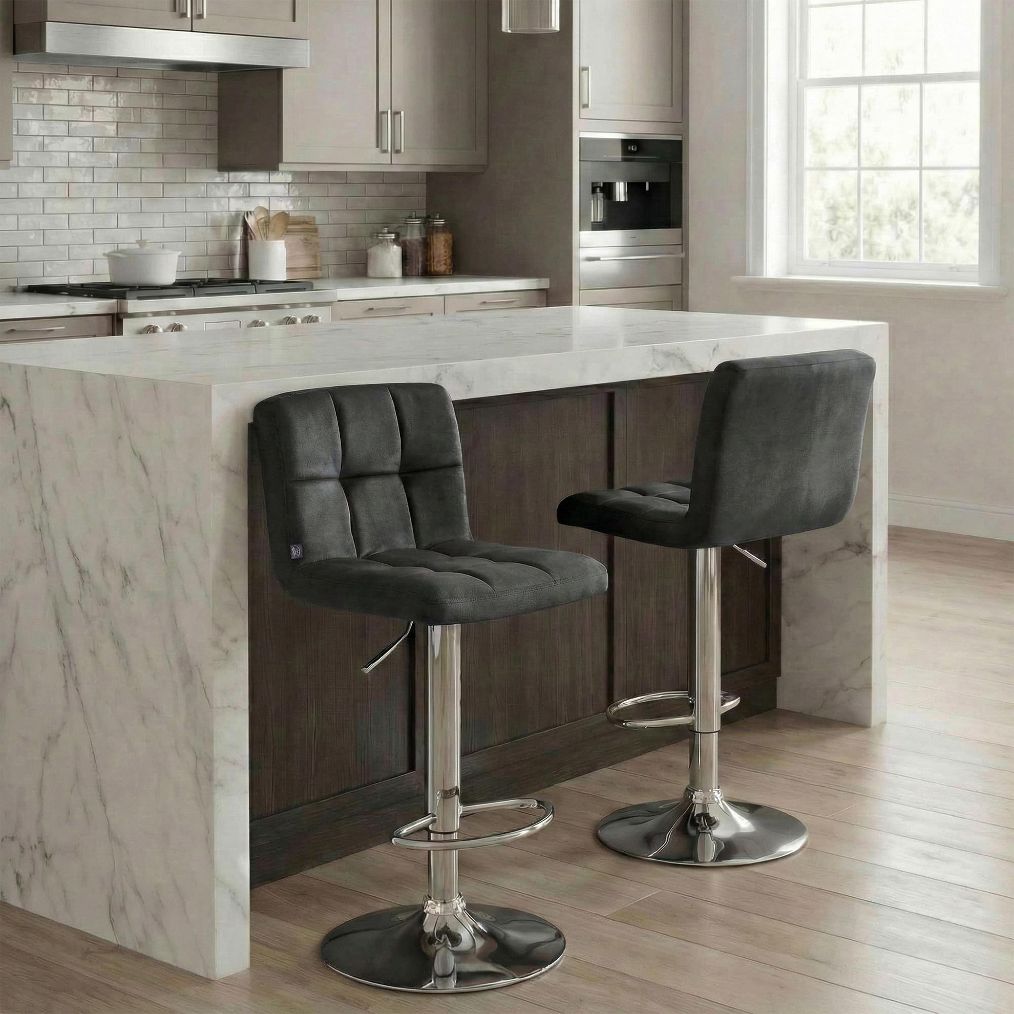 Lot de 2 tabourets de bar Peru velours