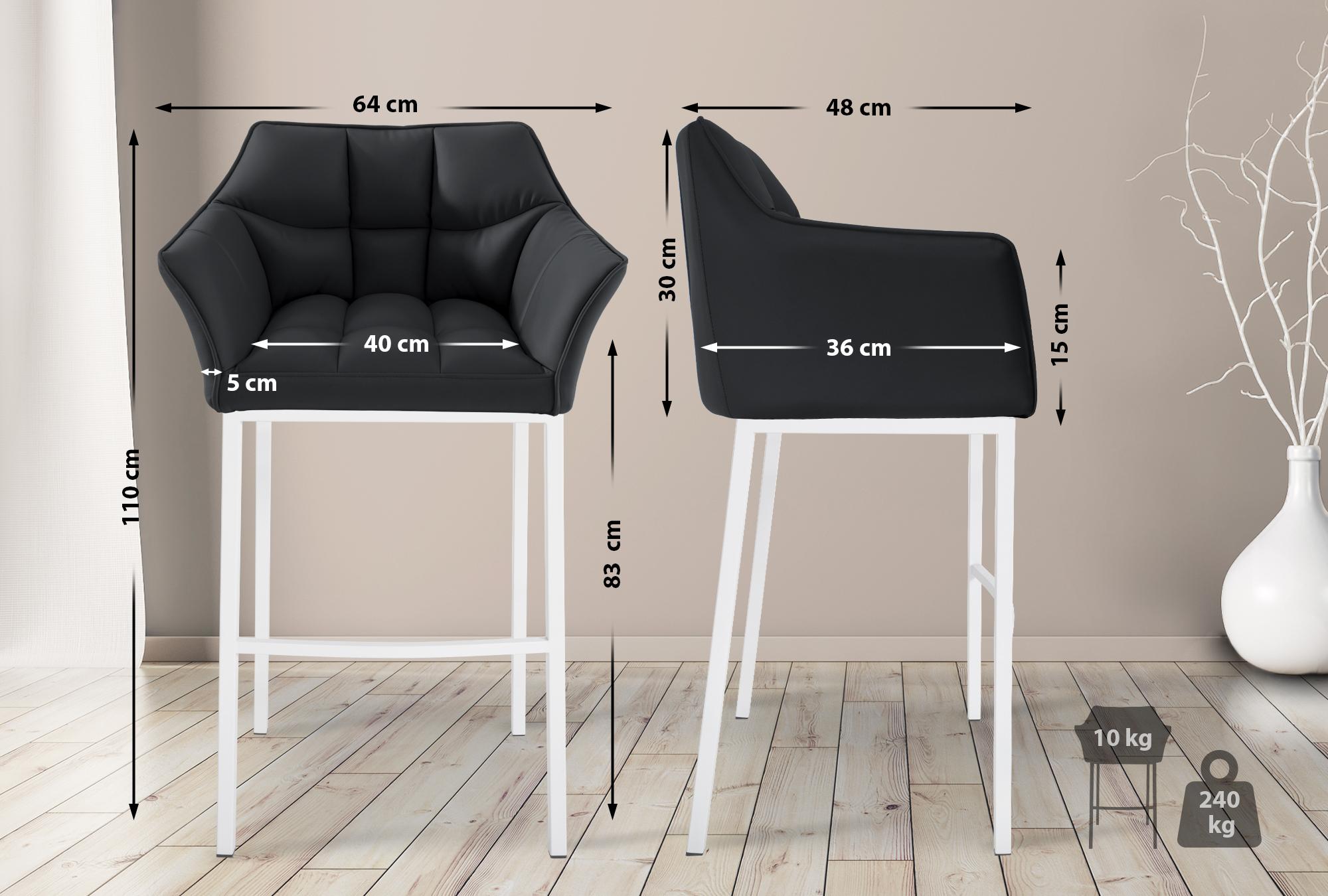 Tabouret de bar Damaso en similicuir avec piétement quatre pieds