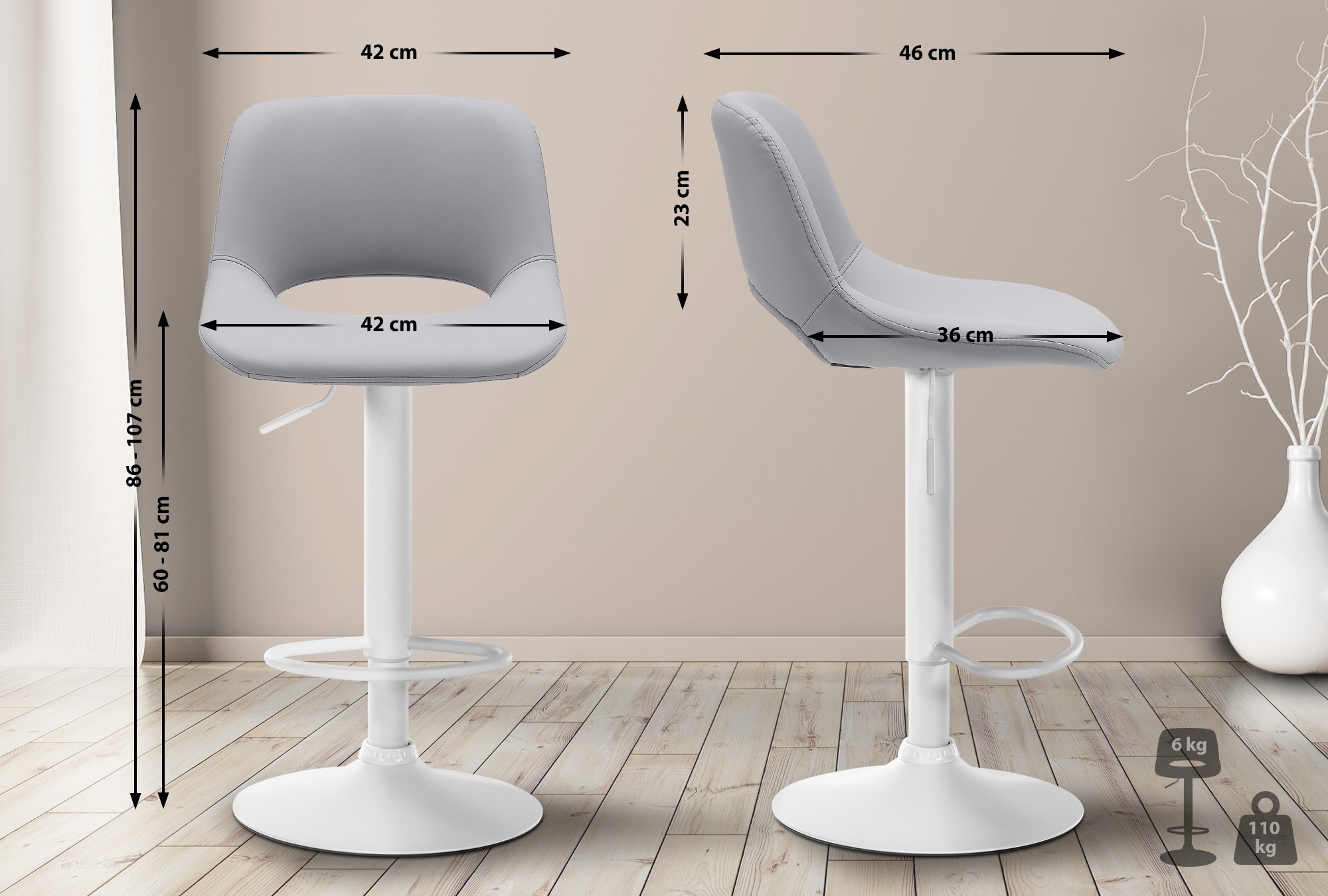Lot de 2 tabourets de bar Camden en similicuir
