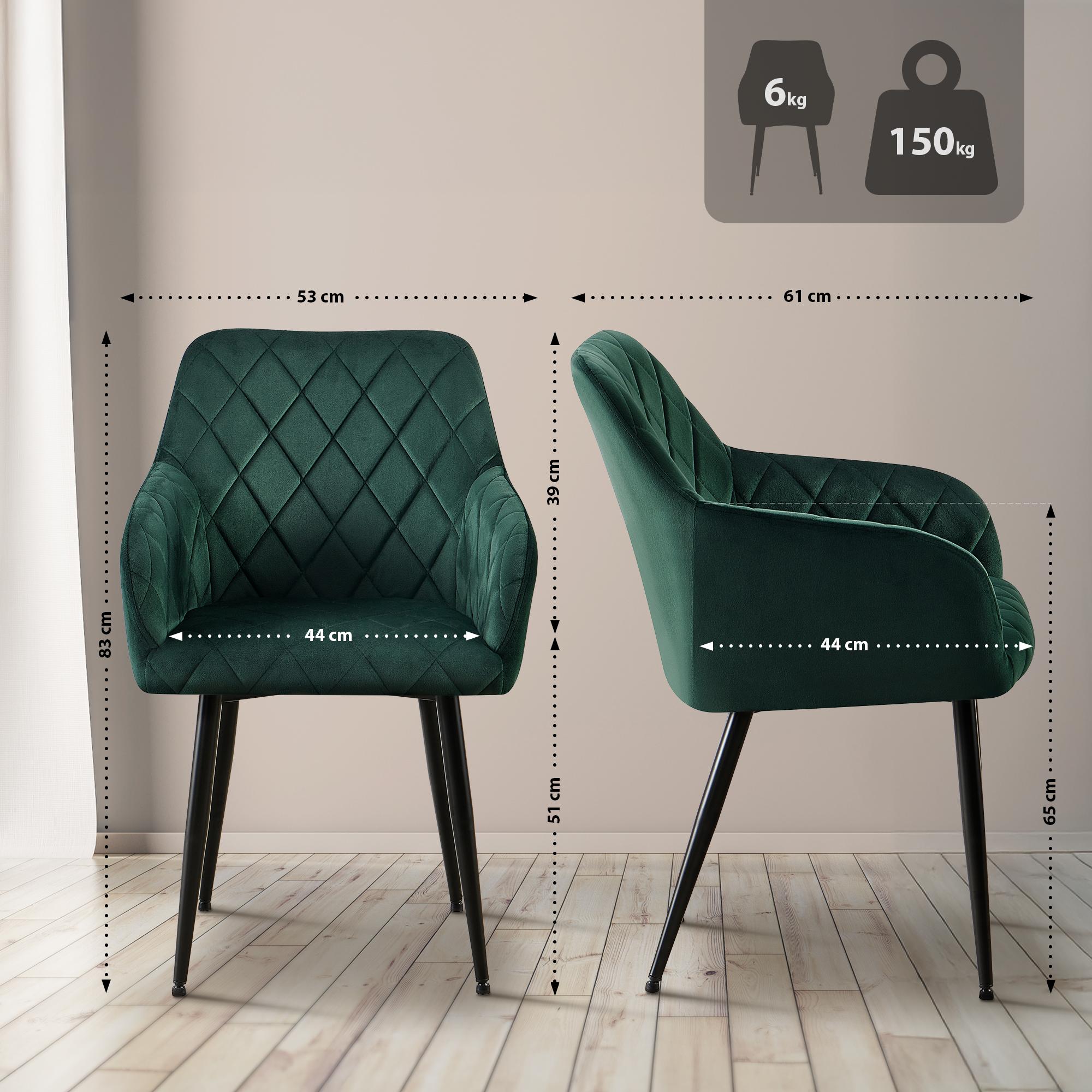 Lot de 2 chaises de salle à manger Monett velours