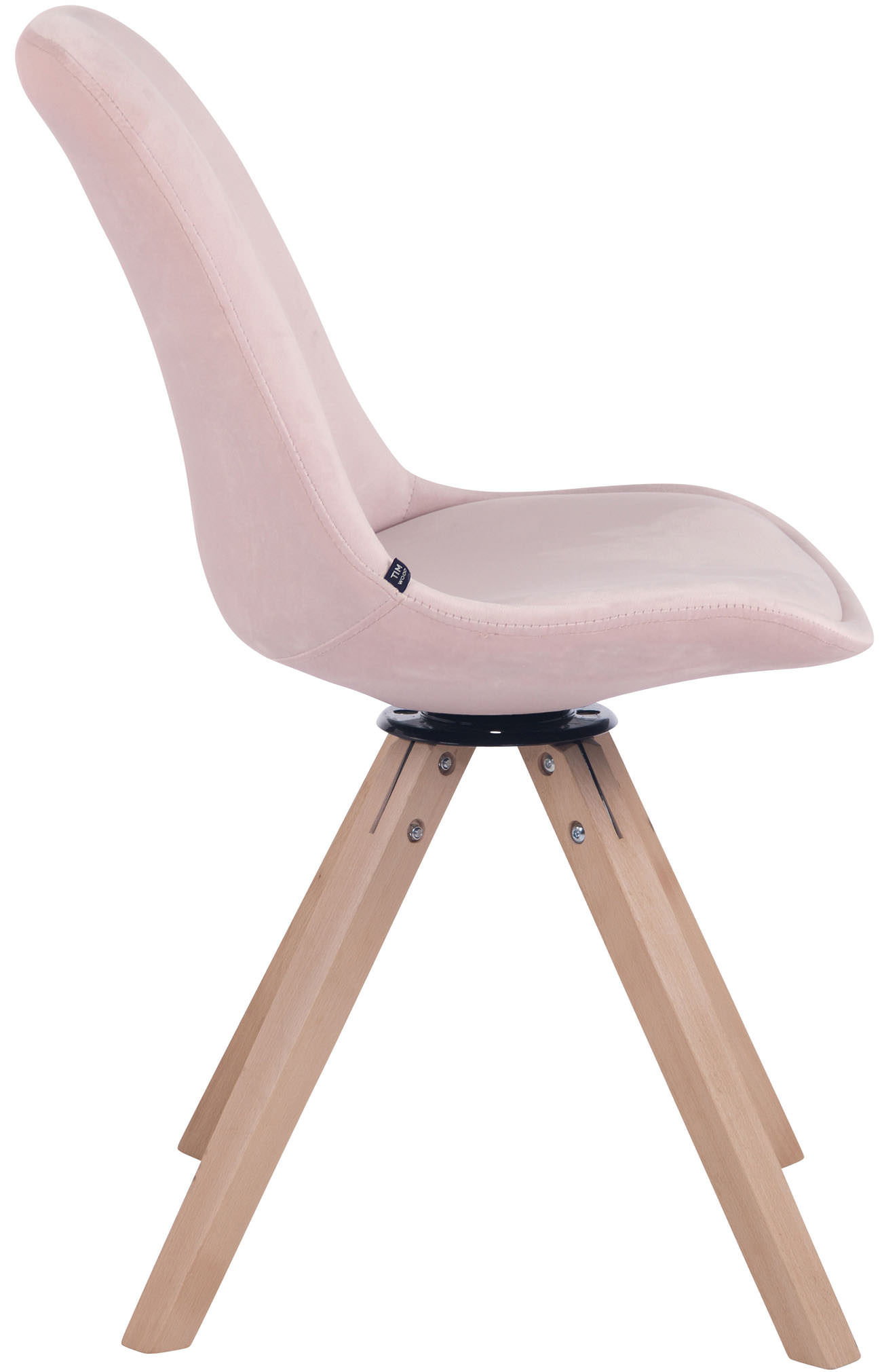 Chaise visiteur Troyes en velours avec piétement Carré en bois de hêtre ou de chêne