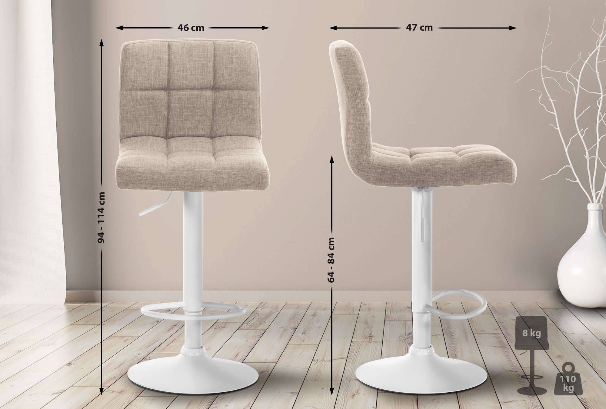 Tabouret de bar Calma Tissu