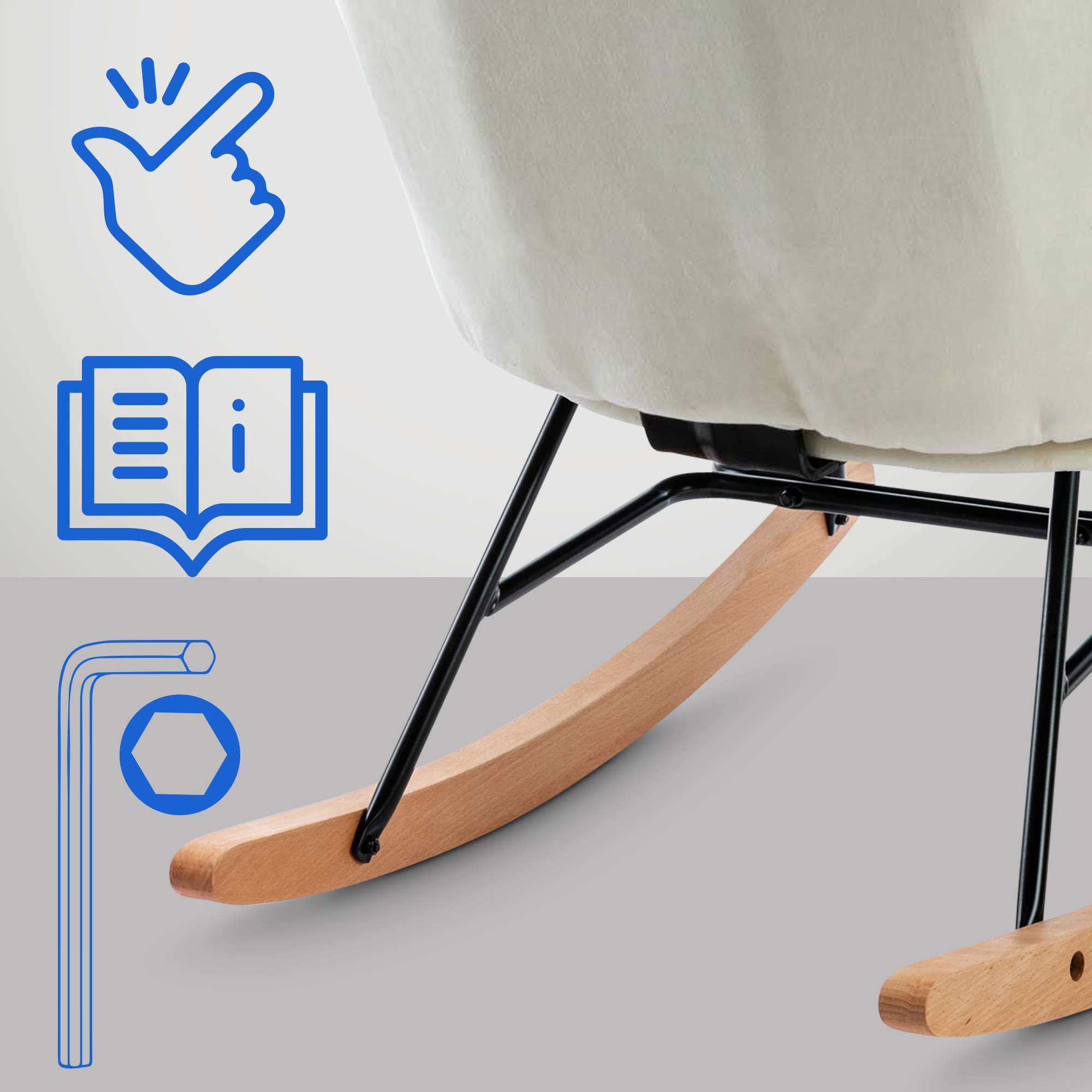 Fauteuil à bascule Sanka en Velours