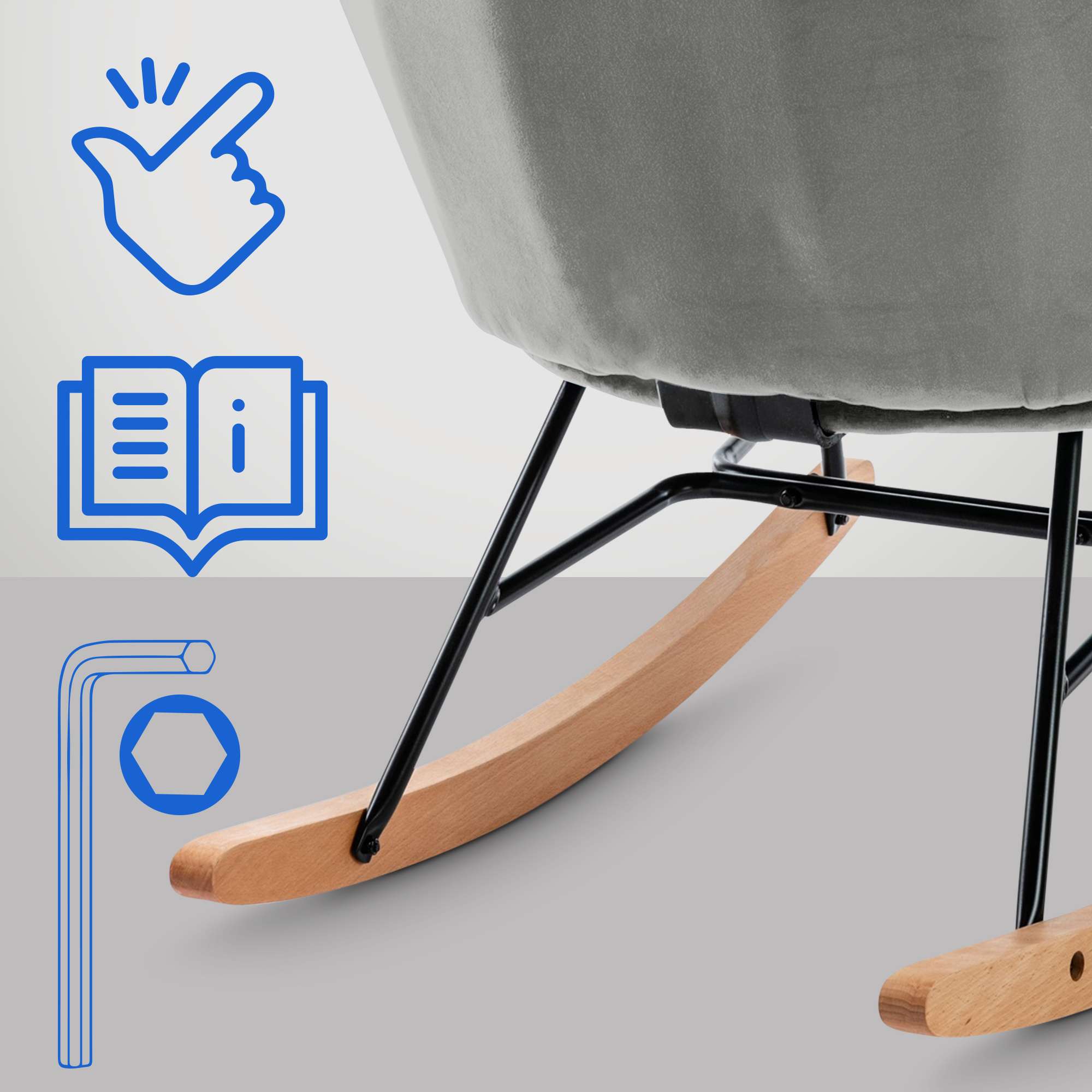 Fauteuil à bascule Sanka en Velours