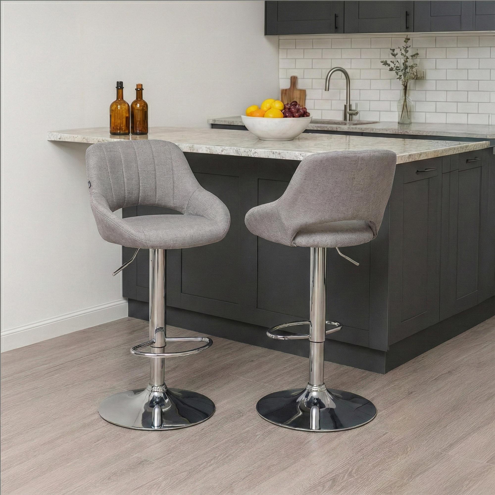Lot de 2 tabourets de bar Milet en tissu