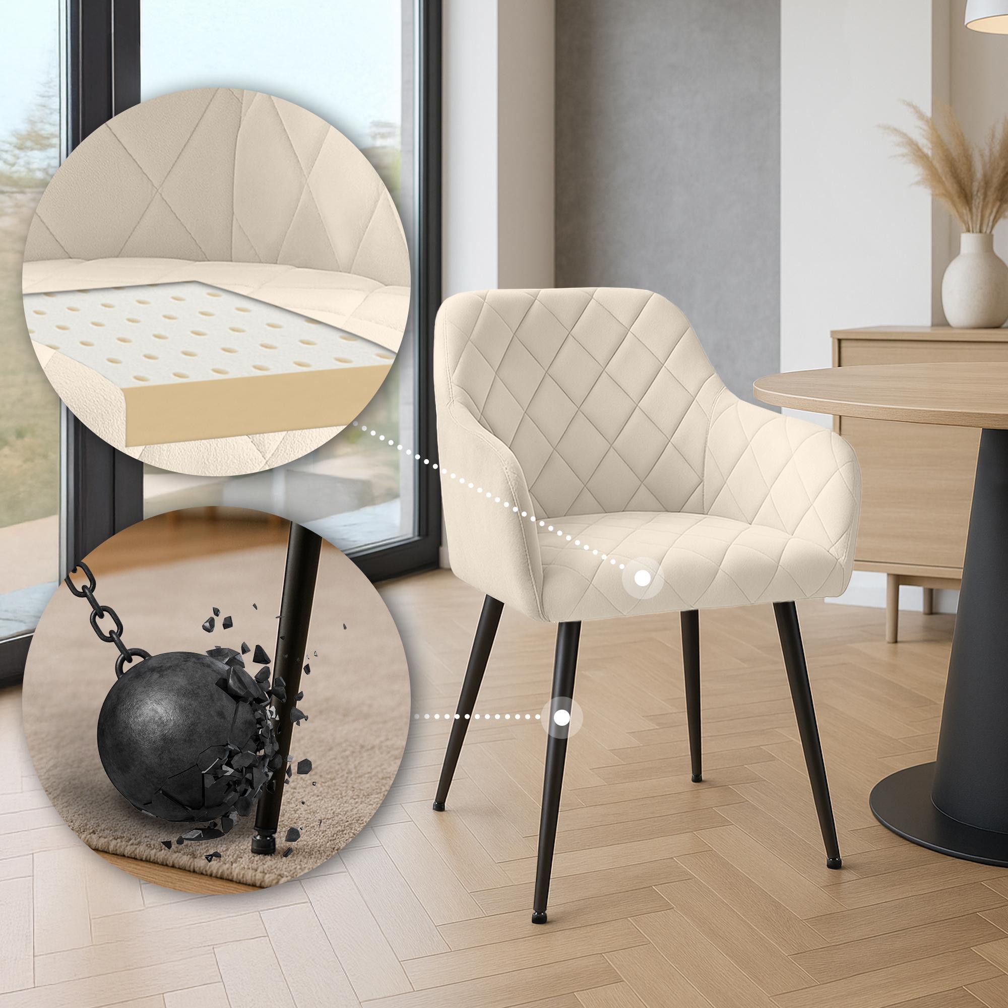 Lot de 2 chaises de salle à manger Monett velours