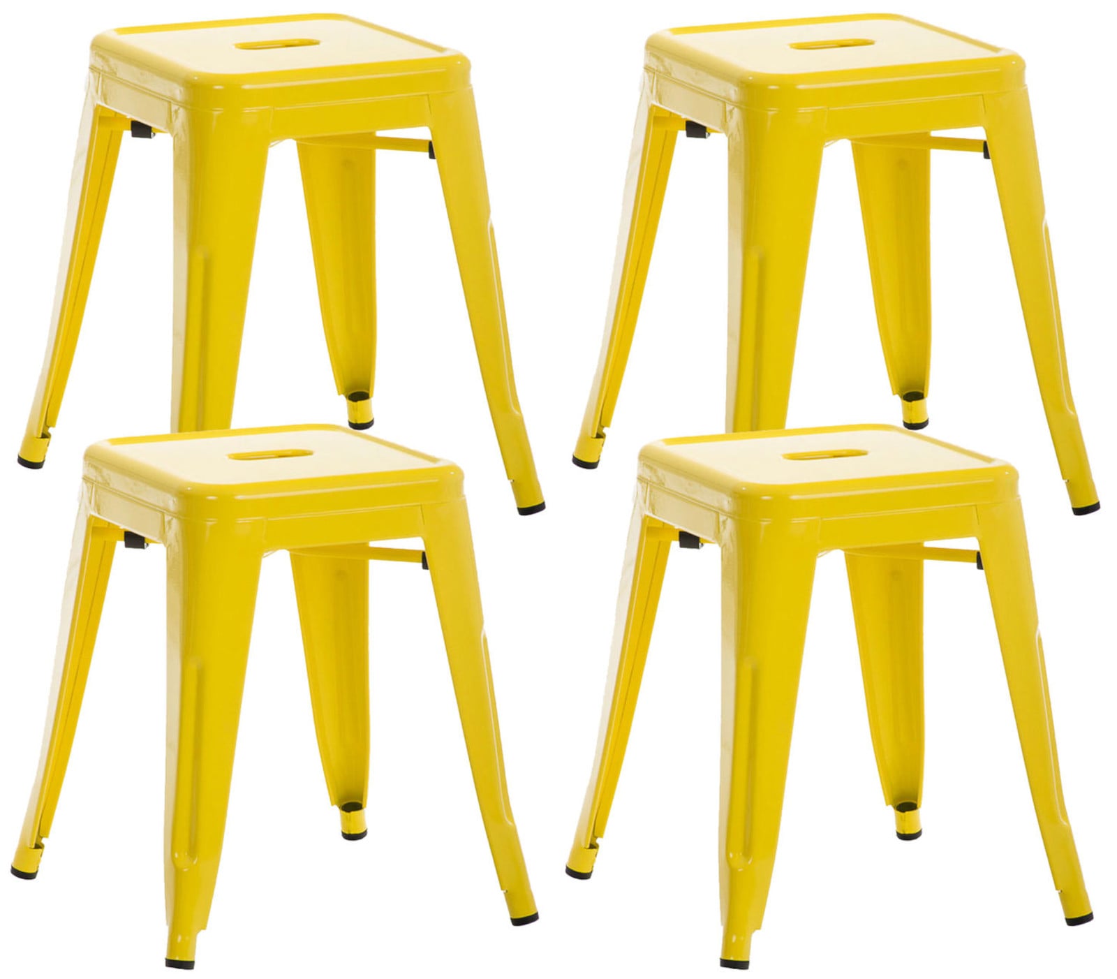 Lot de 4 tabourets bas au style industriel Armin en métal