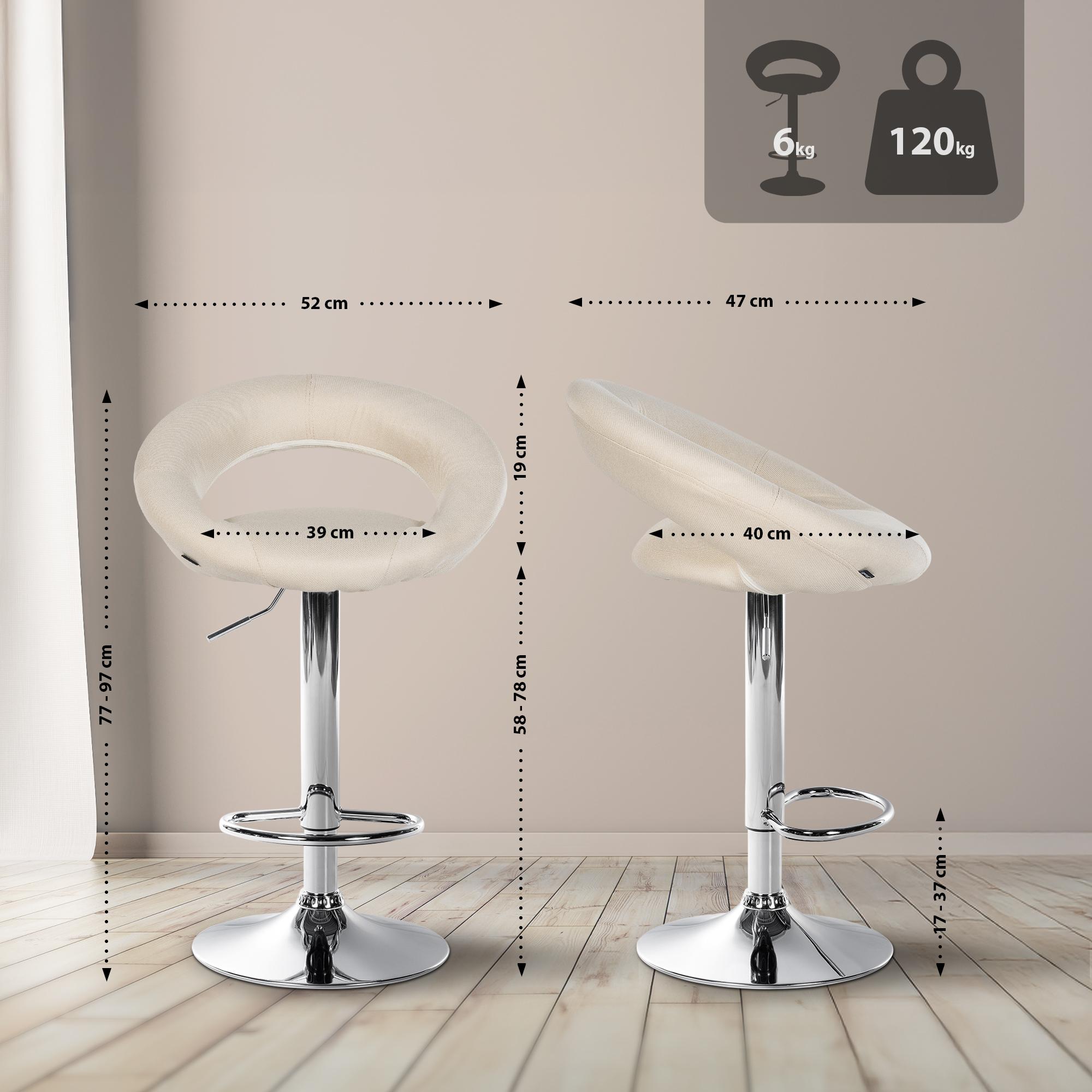 Lot de 2 tabourets de bar Olinda tissu