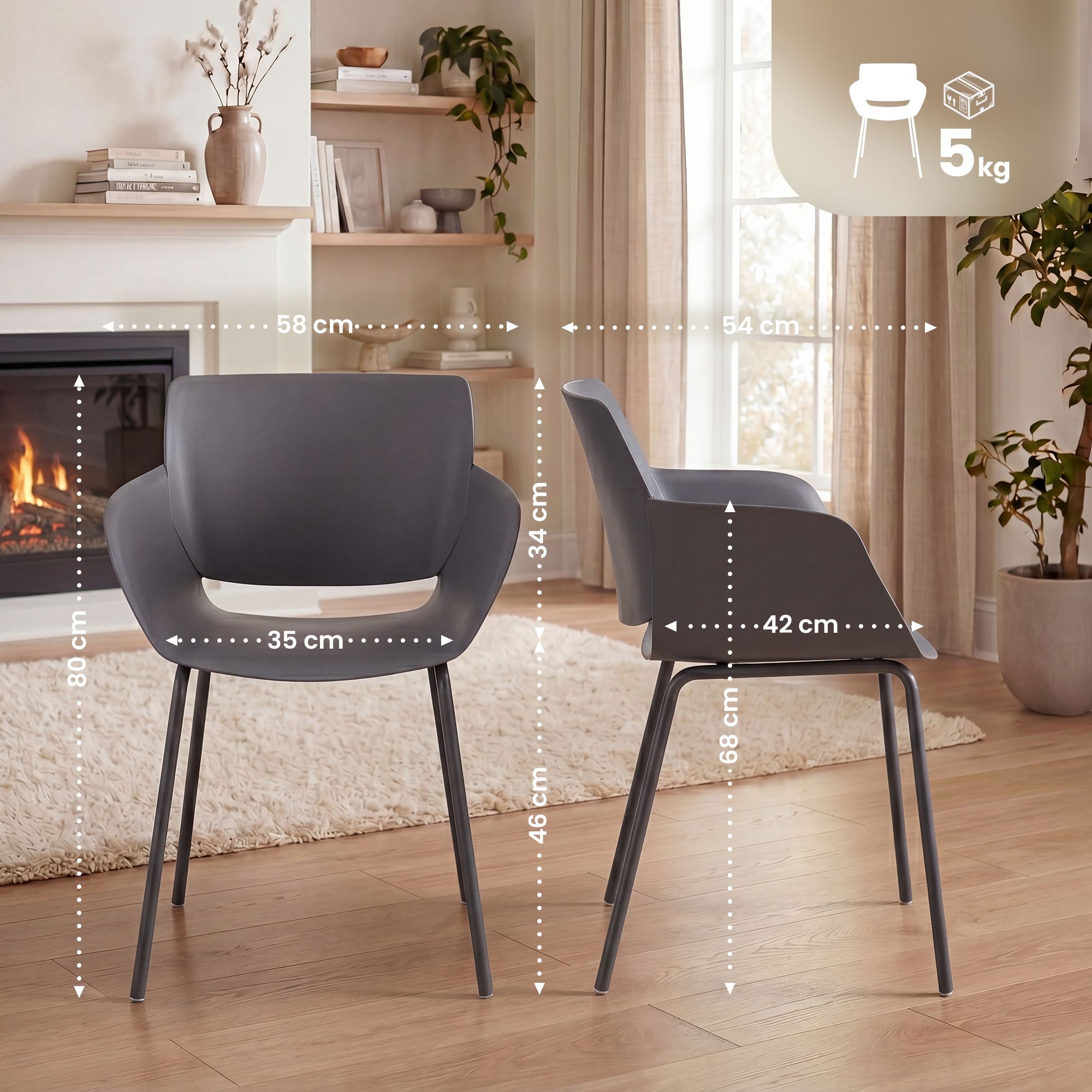 Lot de 2 chaises de jardin Alpena