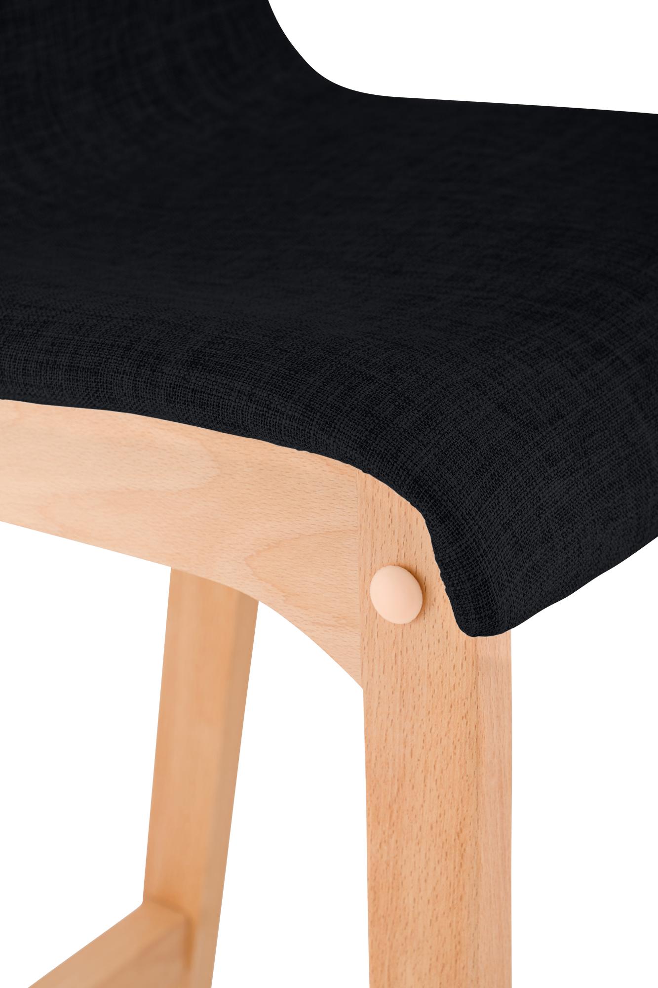 Lot de 2 tabourets de bar Hover en tissu, piètement à quatre pieds en bois naturel