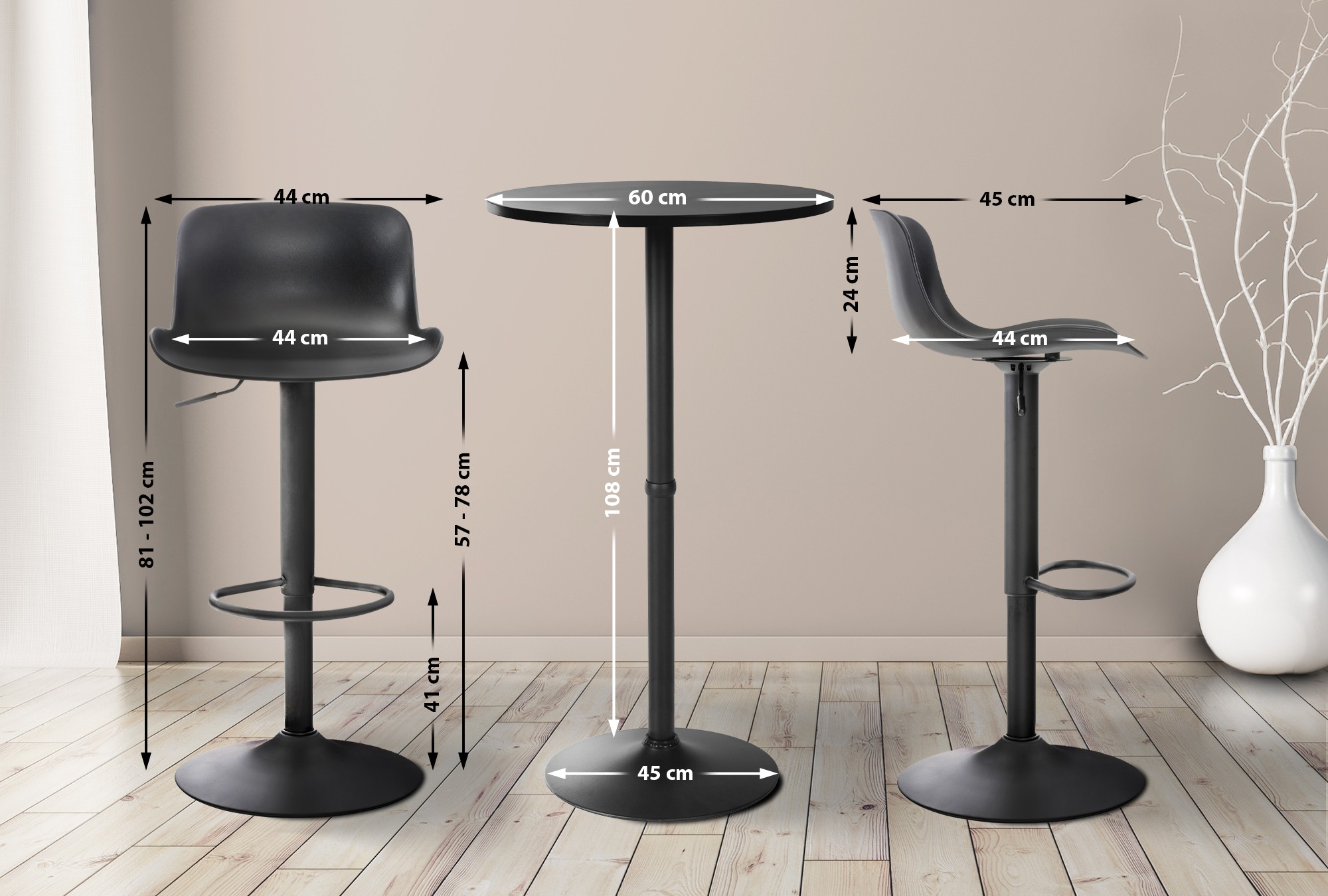 Set de 2 tables de bar Medora