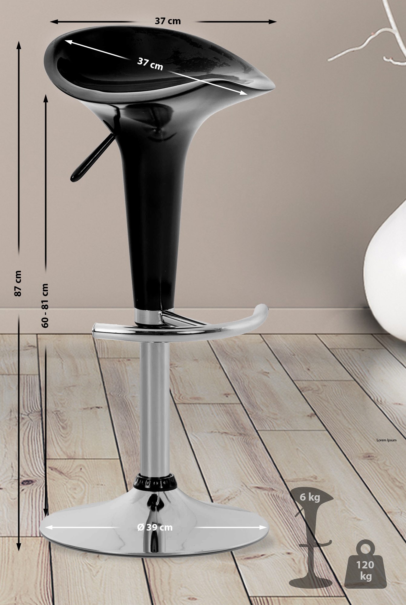 Tabouret de bar Saddle avec Assise en p^lastique pied en métal