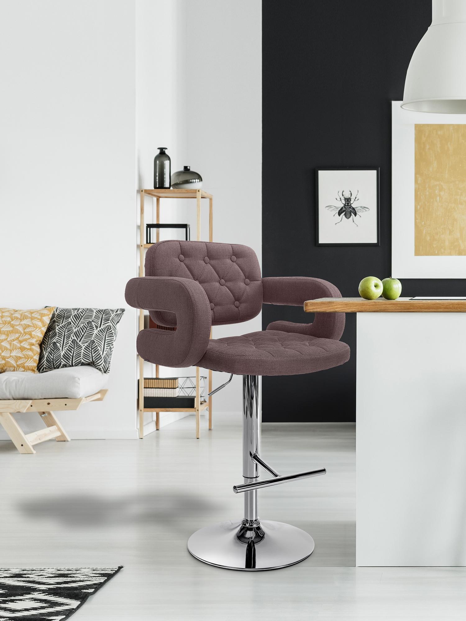 Tabouret de bar Dublin Tissu avec pied en métal
