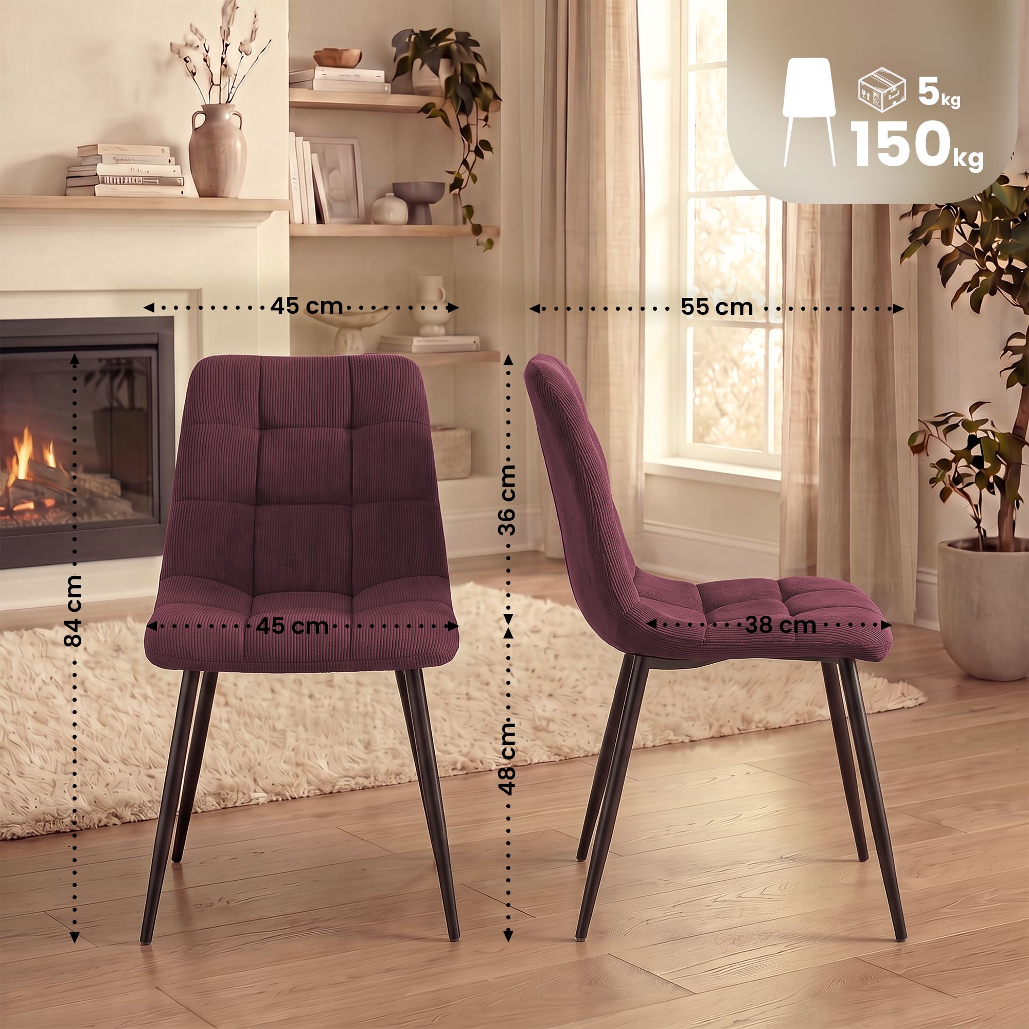 Lot de 2 chaises de salle à manger Tilde