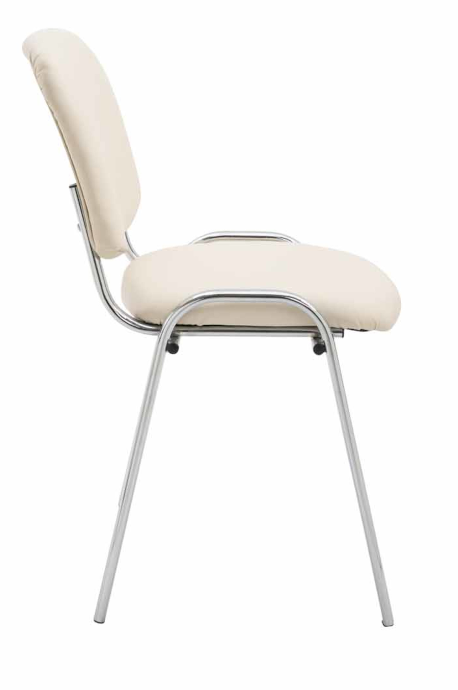 Lot de 4 Chaises de visiteur Ken en similicuir et pieds en métal chromé