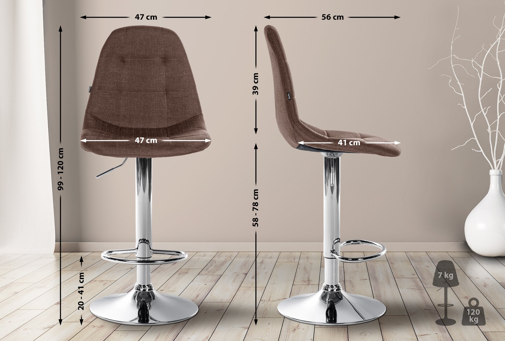 Tabouret de bar Elmore Tissu