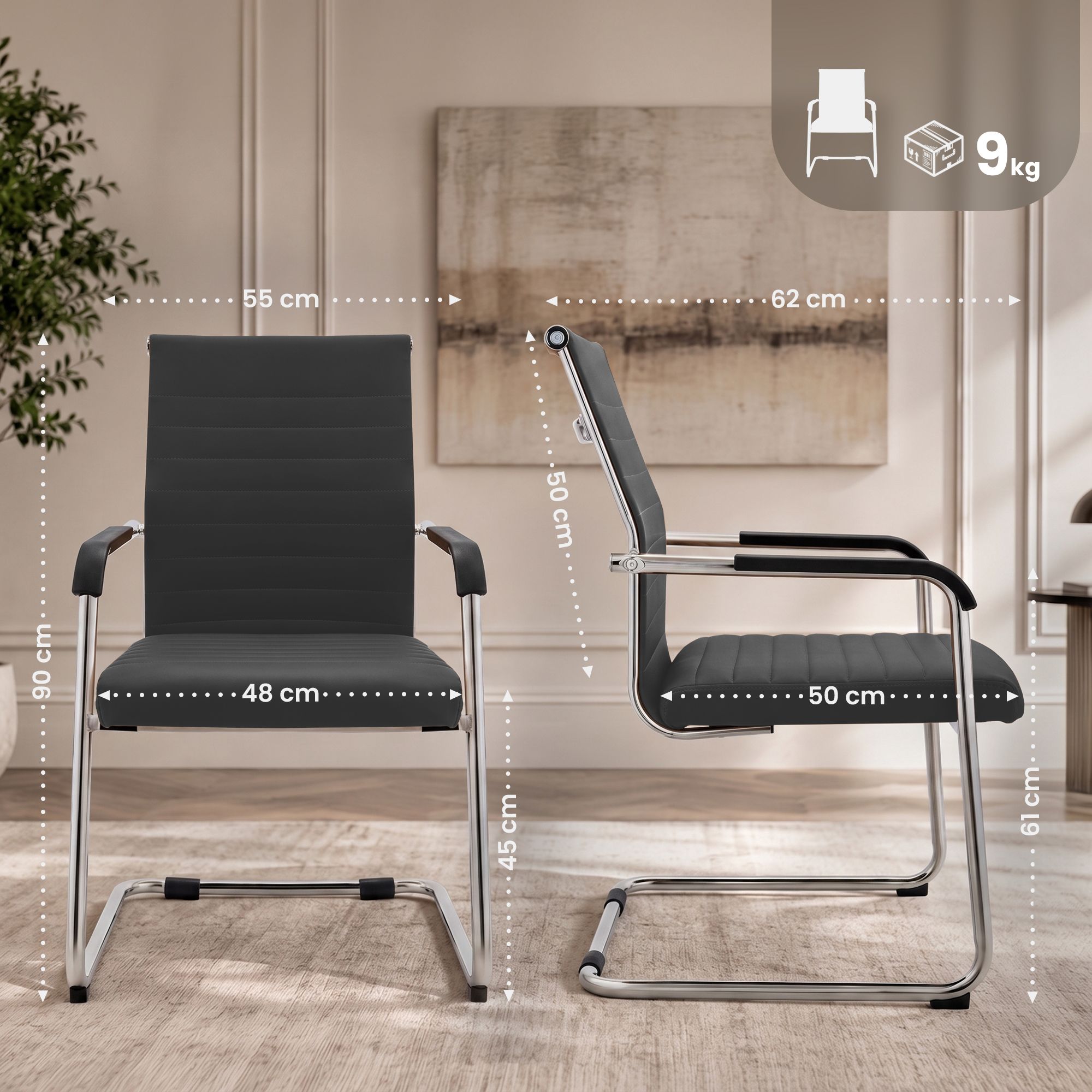 Chaise cantilever Hakon aspect cuir