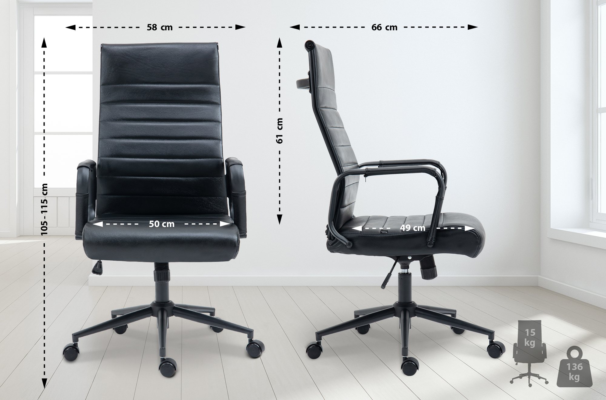 Chaise de bureau Kolumbus cuir véritable